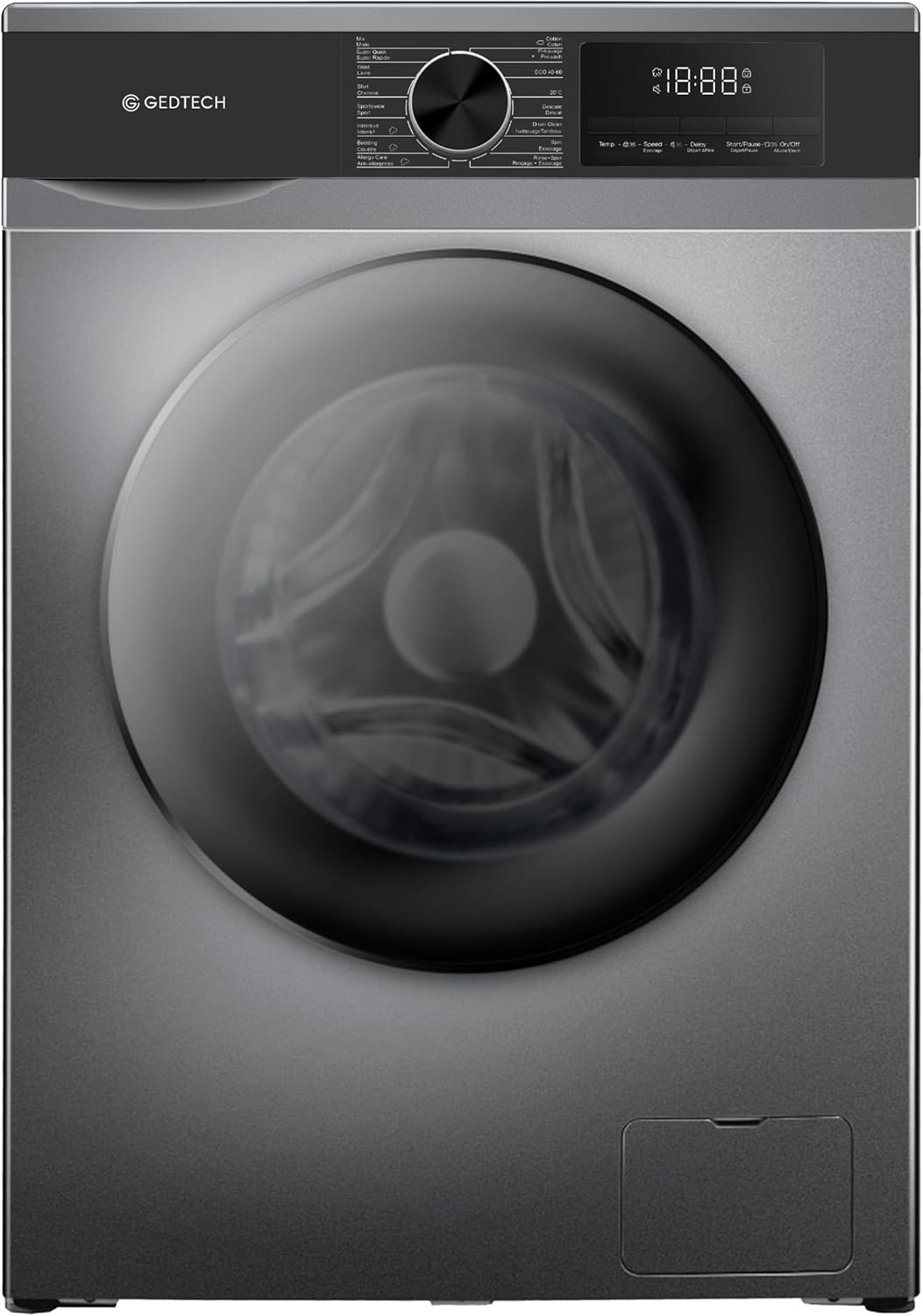 GEDTECH - Lave-linge frontal 12kg, 1400 tr/min, Classe A-20%, 16 programmes GLL121400DG