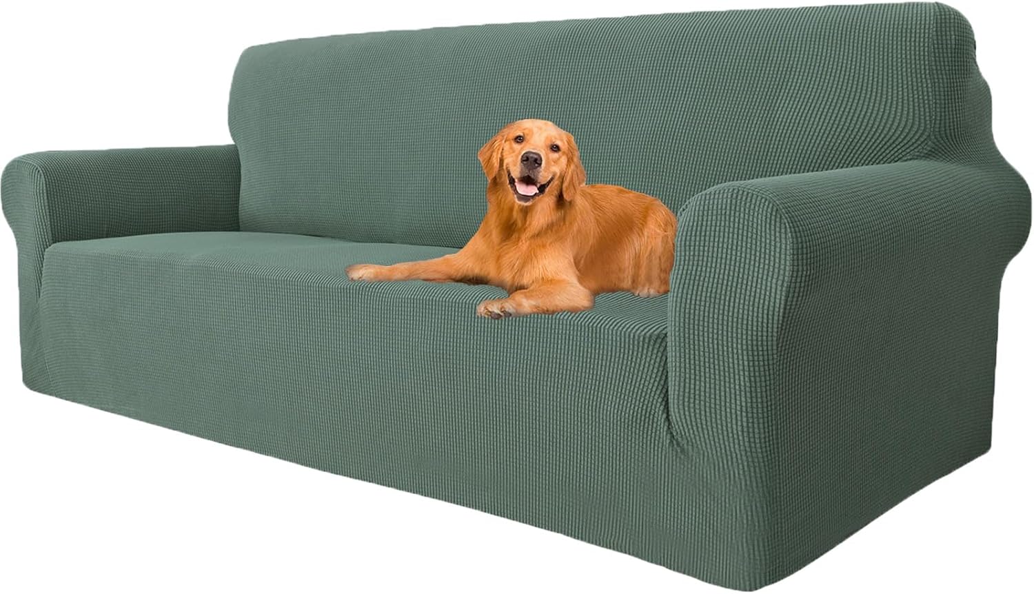 Housse canapé extensible 3 places, vert, lavable, antidérapante, moderne