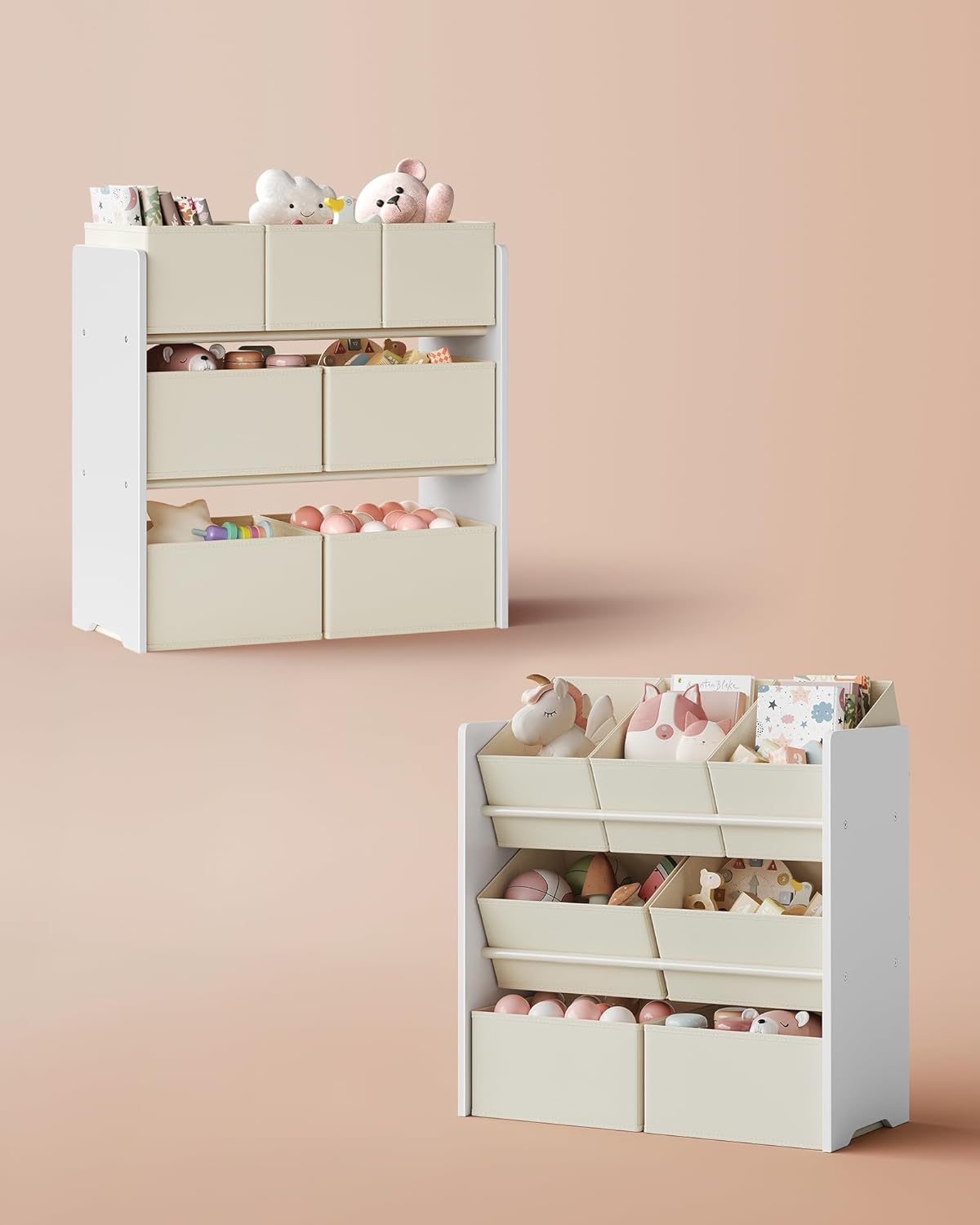 SONGMICS - étagère à jouets enfants, 29,5x62,5x60 cm, 7 bacs tissu, blanc nuage GKR034W10