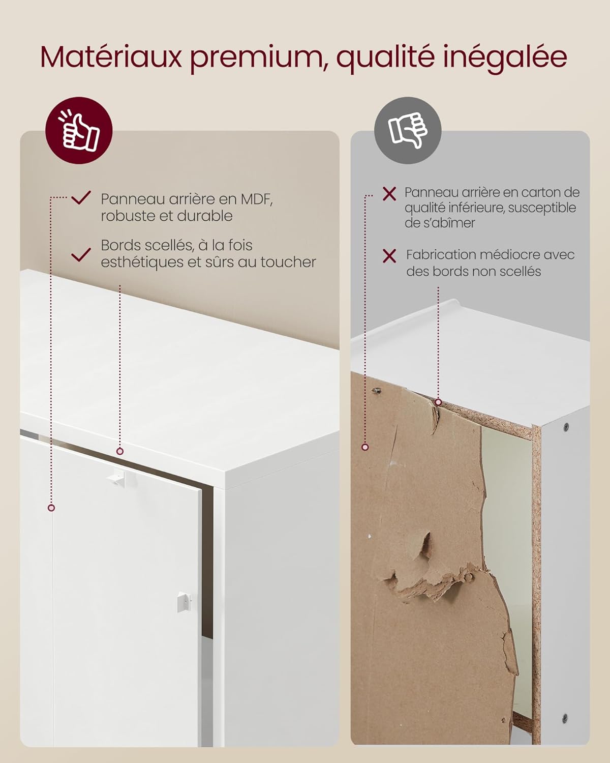 VASAGLE - bibliothèque cubique 4 compartiments - blanc - LBC476W01