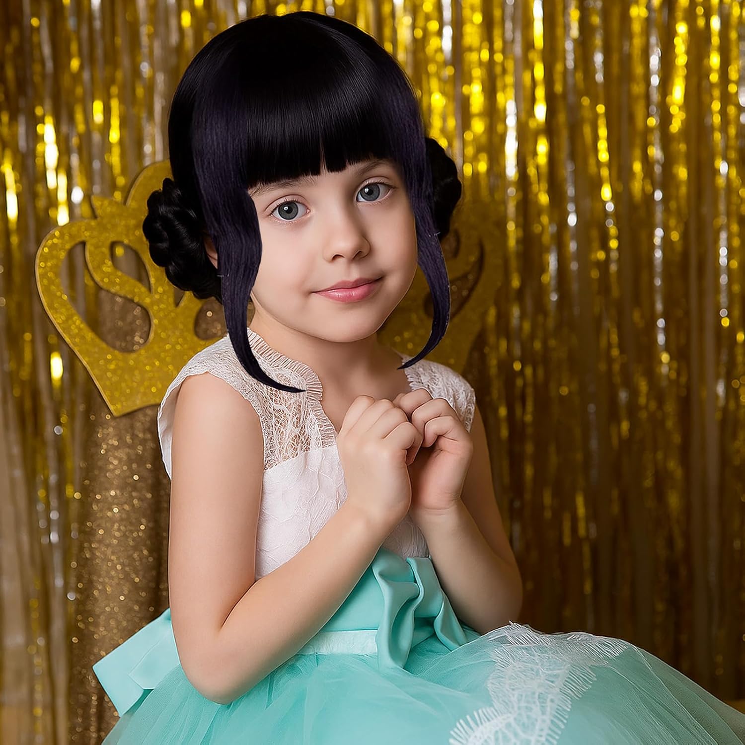 Perruque cosplay - longue tresse noir - résistante chaleur - fille