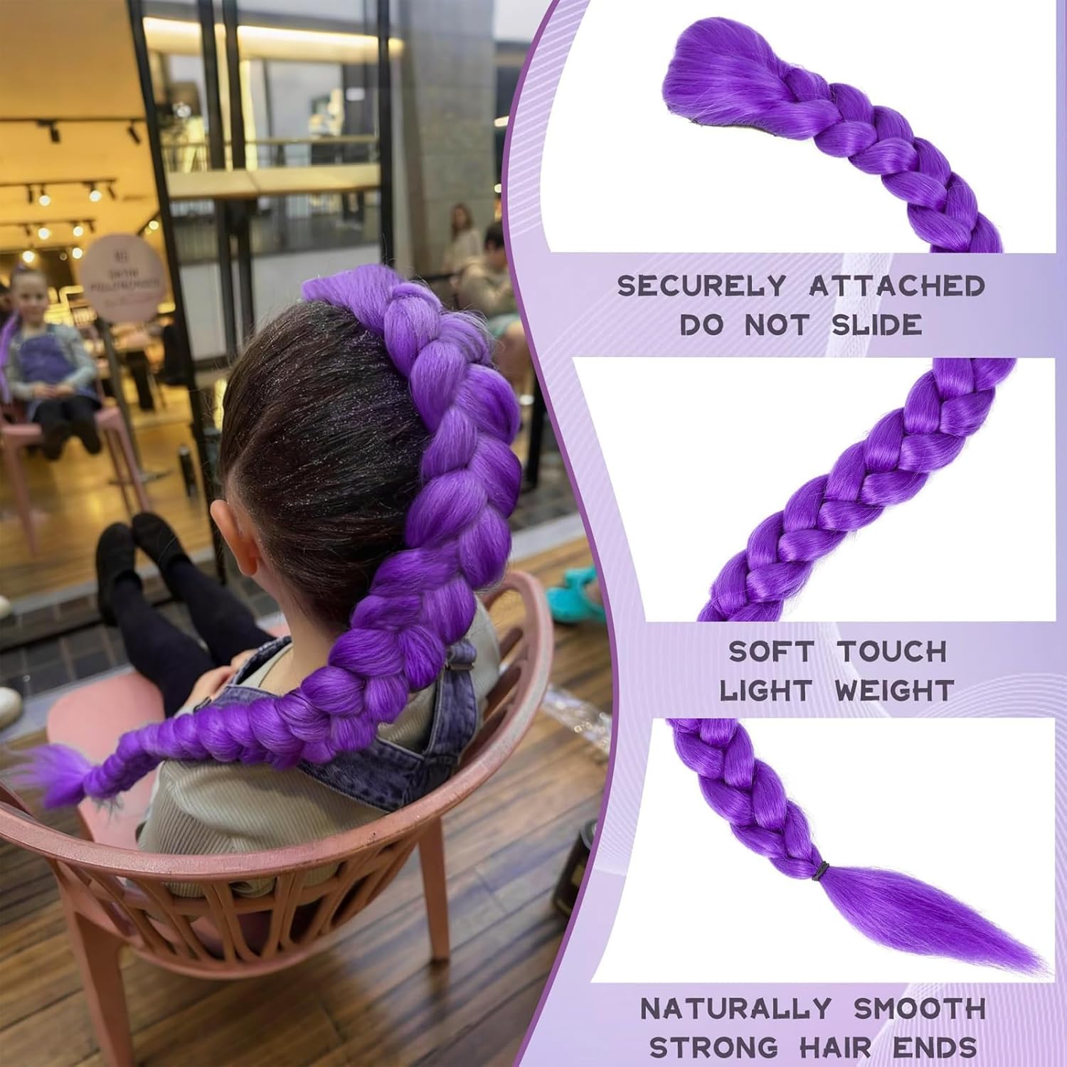 Extension cheveux - longs synthétiques violets 26