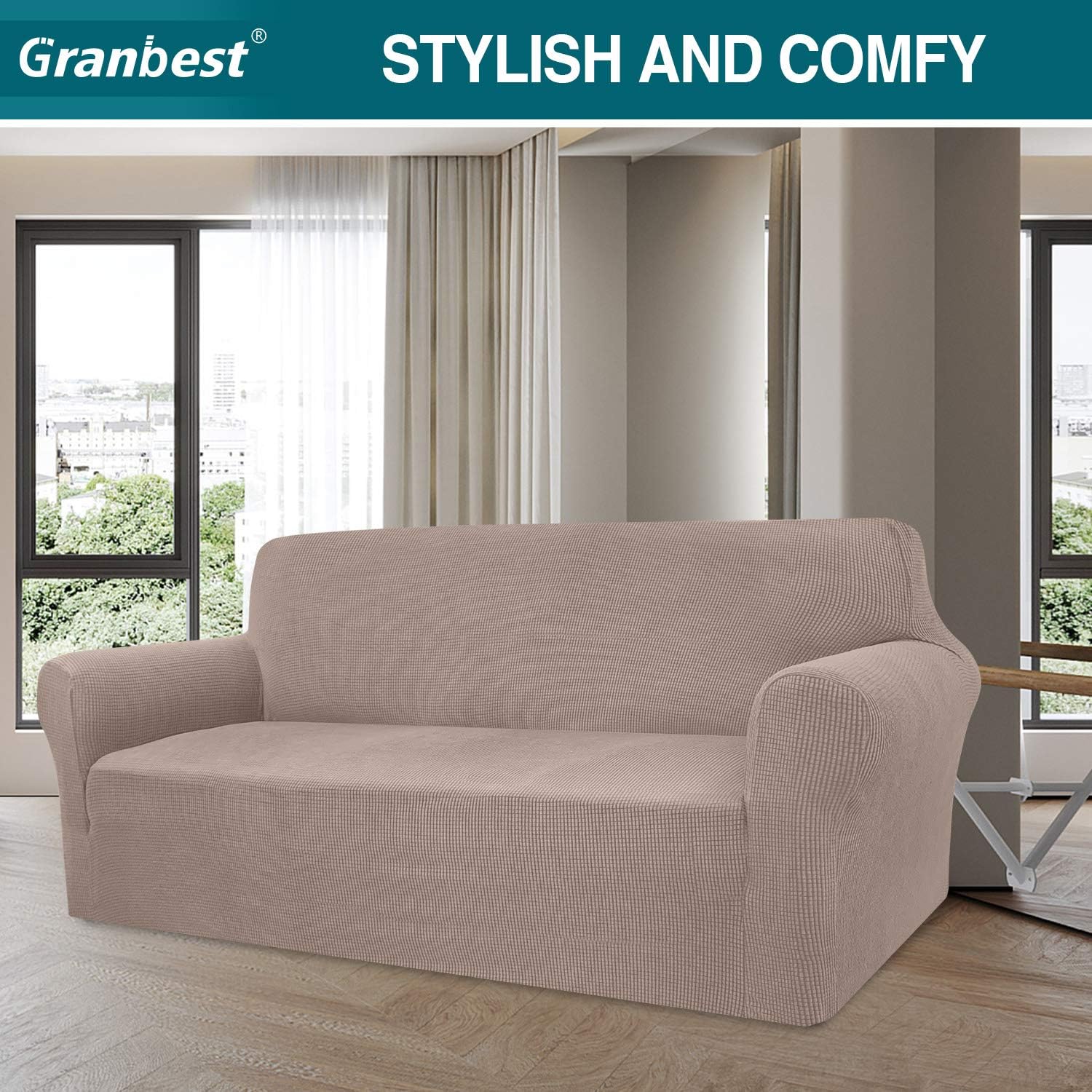 Granbest - housse canapé Jacquard 3 places - tissu extensible, protection animaux