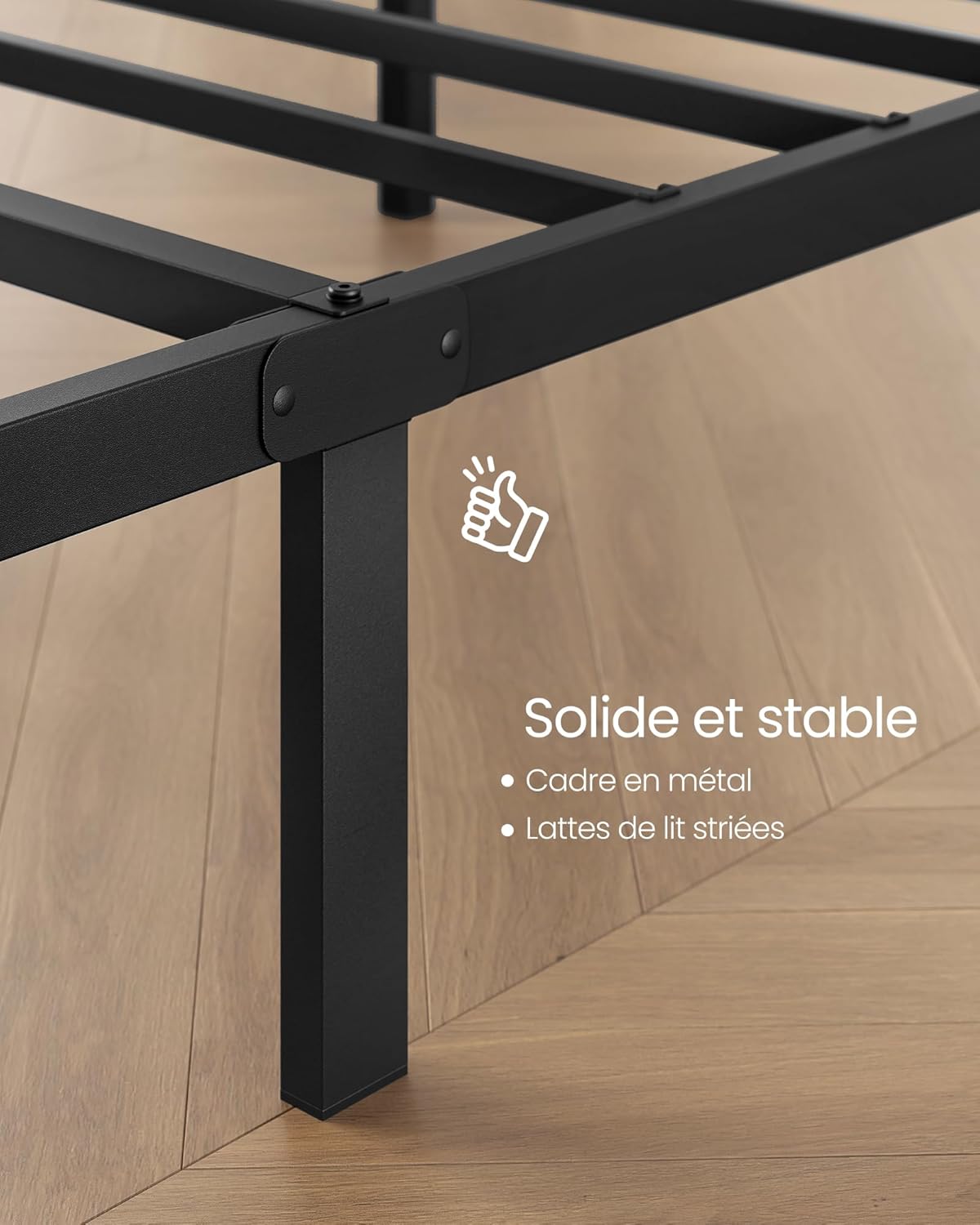 VASAGLE - RMB193BD01 - 140x190 cm - lit métal et étagères, tête de lit