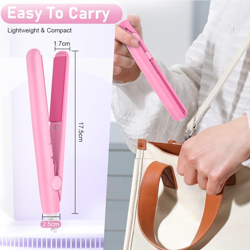 LOPHE - Mini fer à lisser 2-en-1, tension 110-220V, chauffe 10s, compact