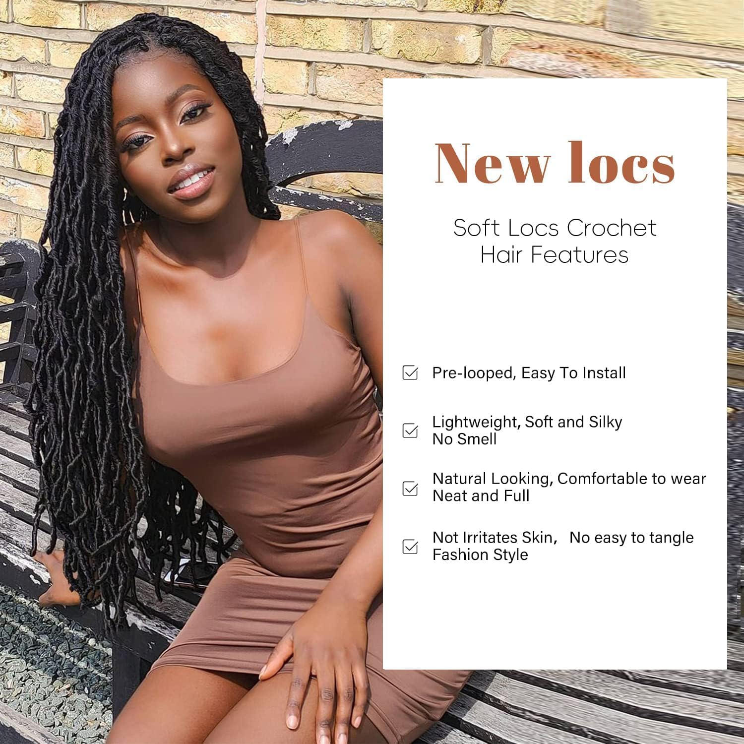 Faux Locks - crochet braids, 60,9cm, mèches souples, lot de 8