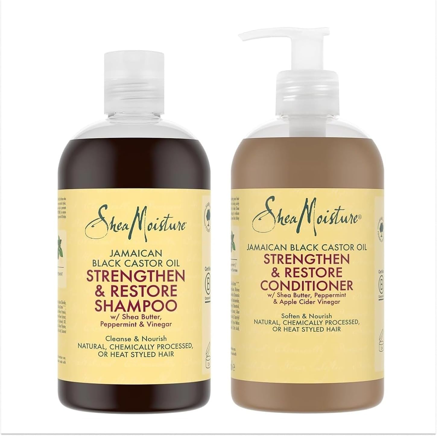SheaMoisture - Huile de Ricin Noir - 384ml - shampooing et après-shampooing réparateurs cheveux traités