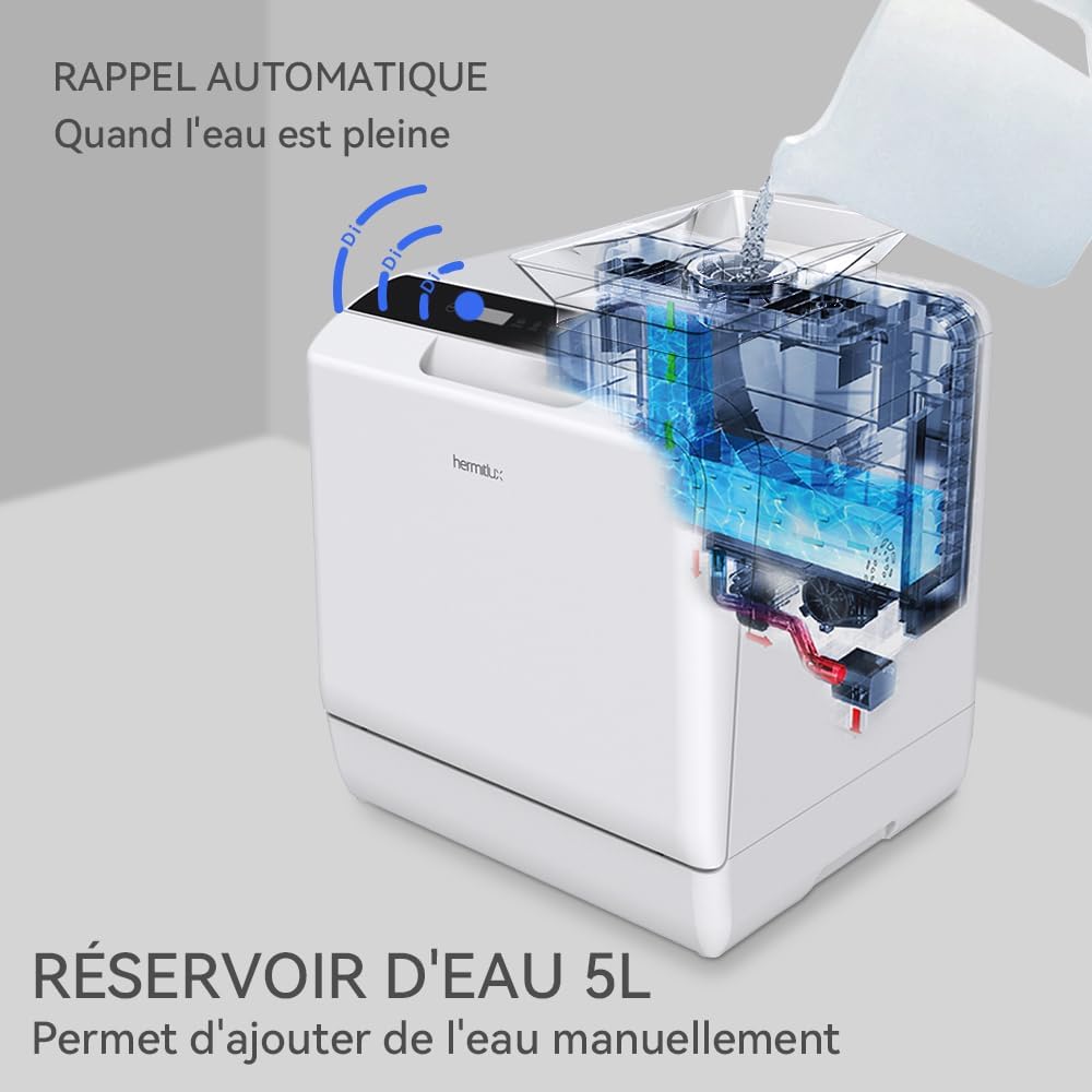 Hermitlux - mini lave-vaisselle 43cm - 4 couverts, robinet ou sans, 175 kWh/an