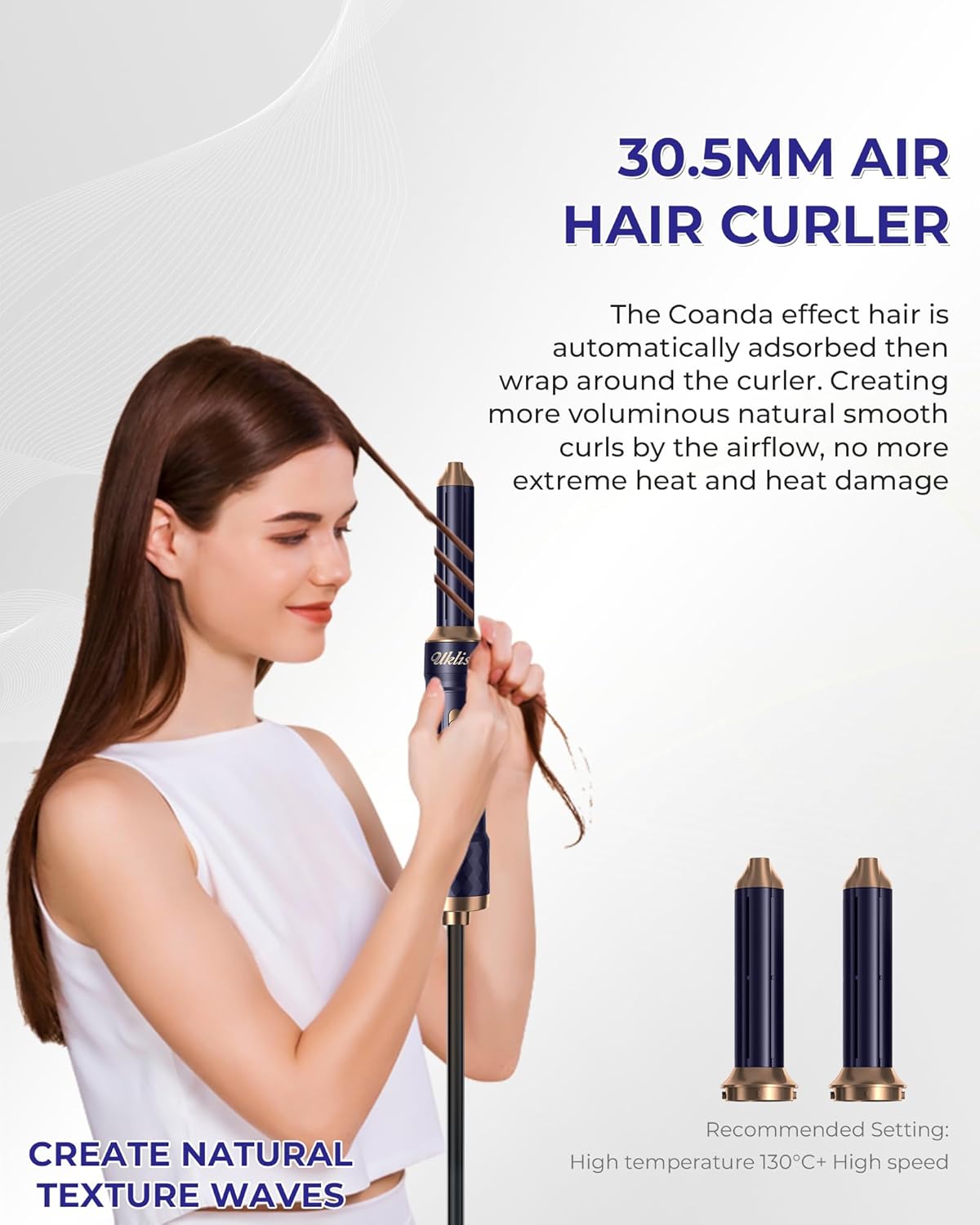 UKLISS - Air Styler 6 en 1 - brushing ionique, boucleur, lisseur