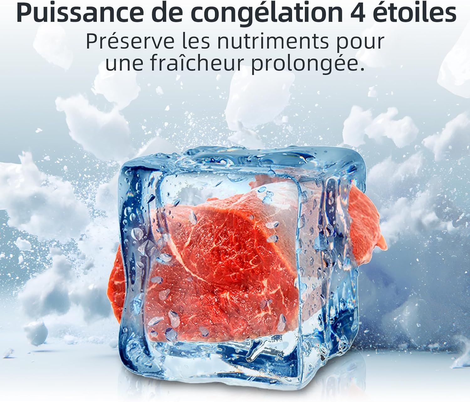 CHIQ - FBM205L42 - 205L, acier noir, 39dB, faible givre, portes réversibles