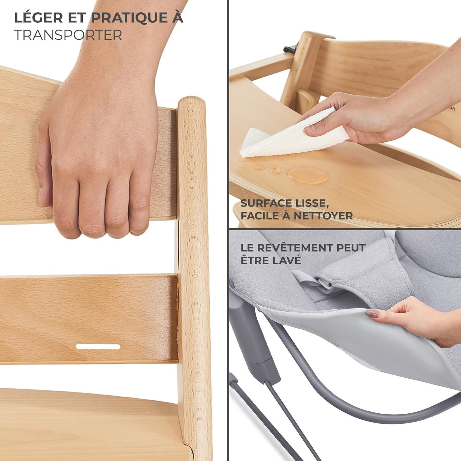 Kinderkraft - ENOCK + CALMEE - bois naturel - évolutive, solide, réglable