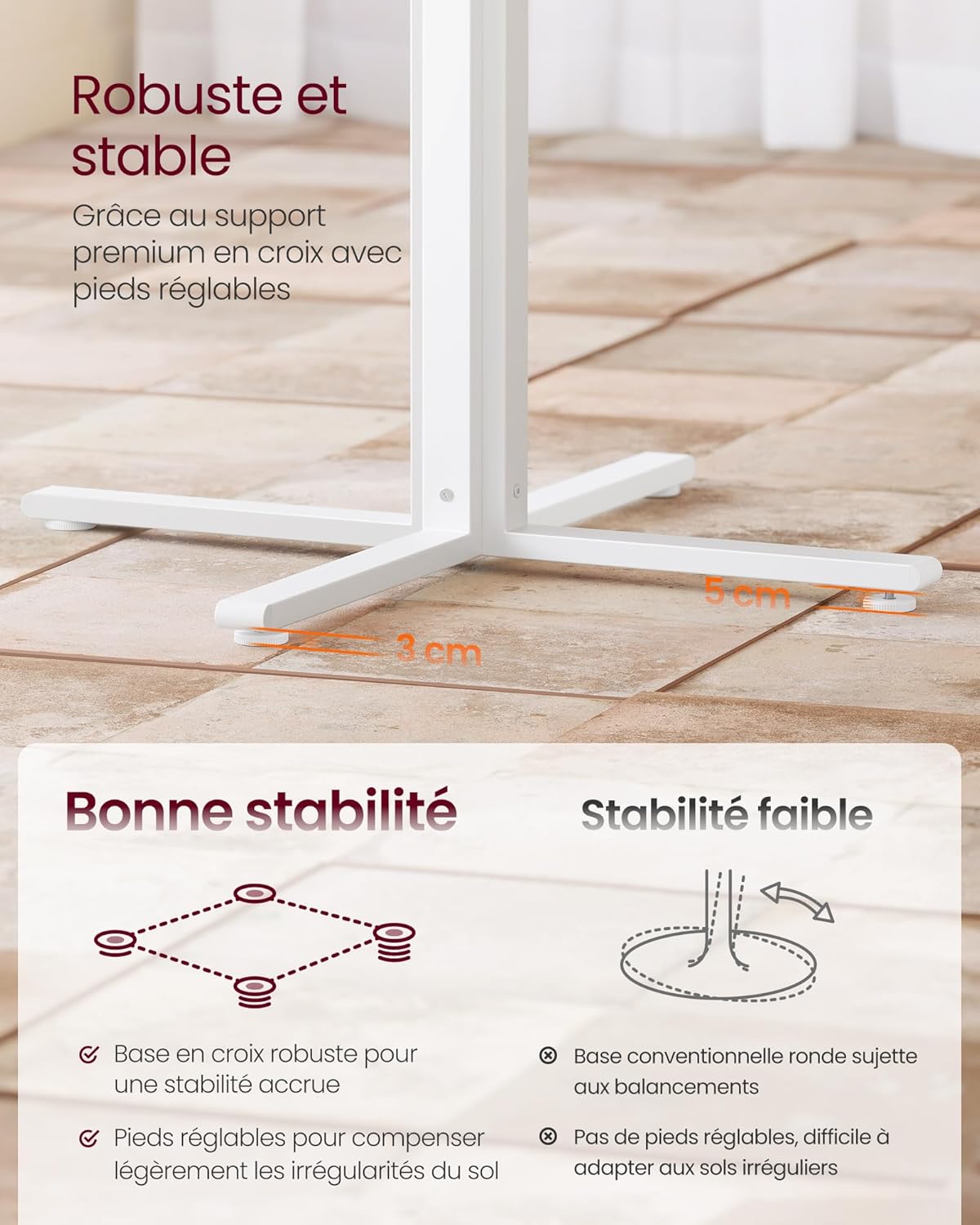 VASAGLE - table ronde (série cuisine) - 80x74,8 cm - résistant à l'eau, style campagnard - KDT082Y02