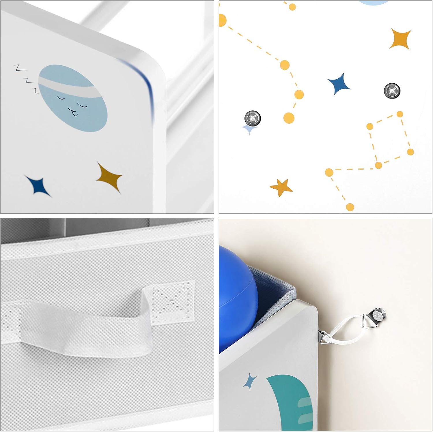 SONGMICS - étagère rangement enfant, 62,5x29,5x60cm, 9 boîtes amovibles, motif espace GKR33WT