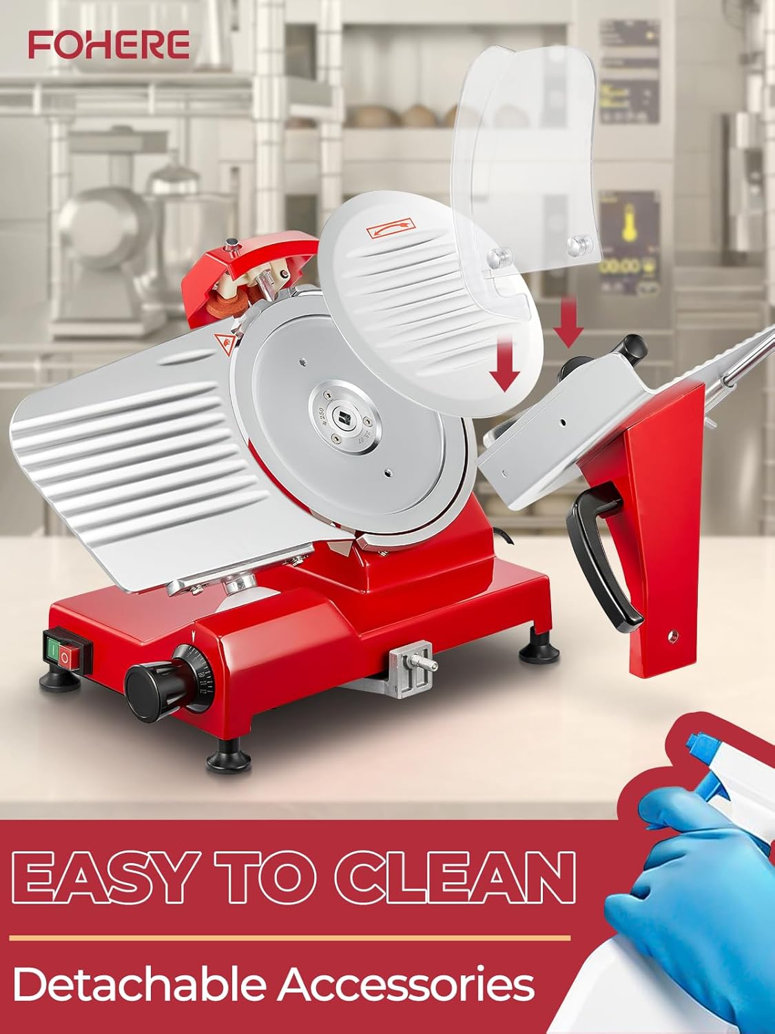 Trancheuse électrique - lame inox 25cm, 150W, épaisseur réglable, affûteur intégré