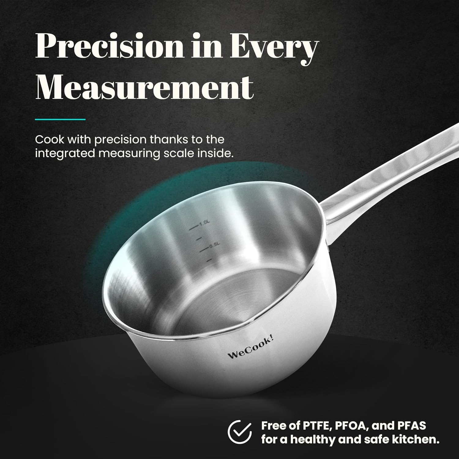 Wecook - casserole inox 18/10, 16 cm, 1,5L, bec verseur, induction