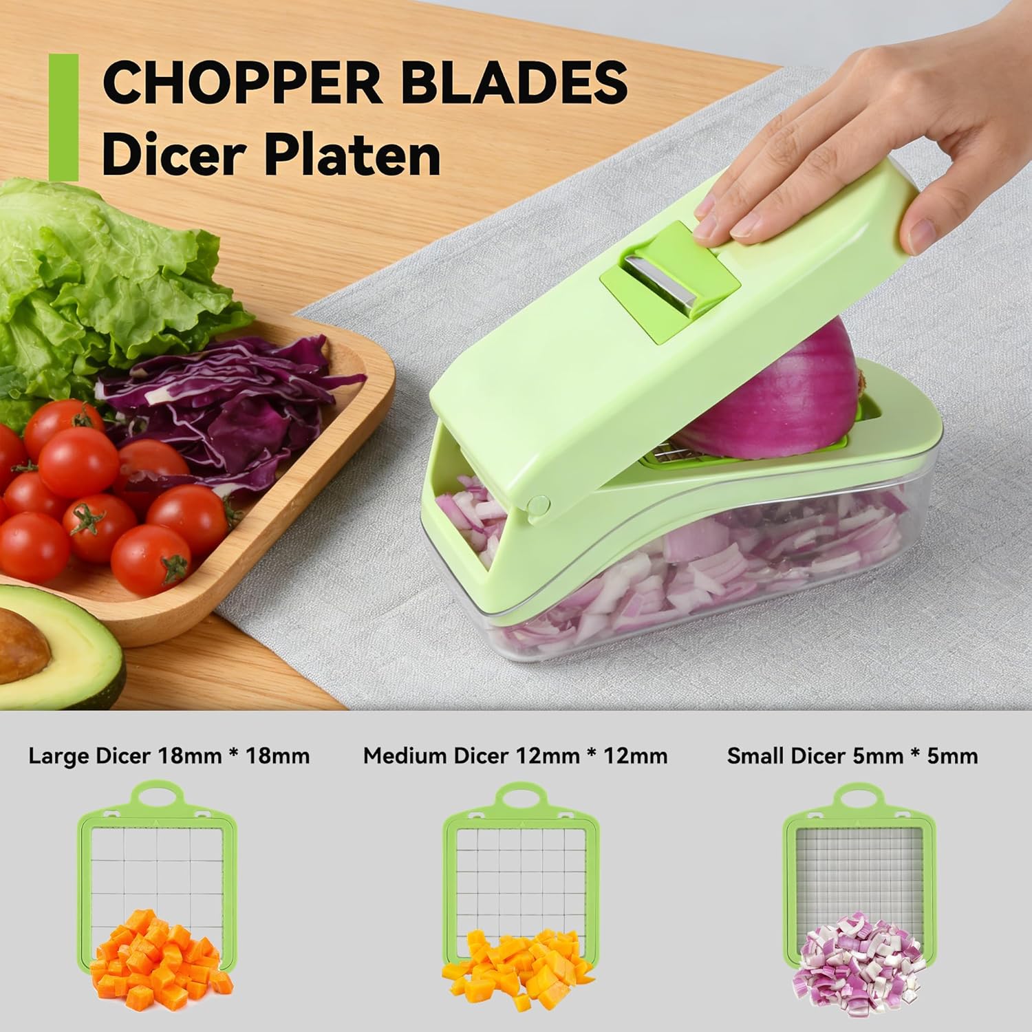 Coupe-légumes multifonctions 14-en-1 - découpe cubes, bâtonnets, tranches, manuel