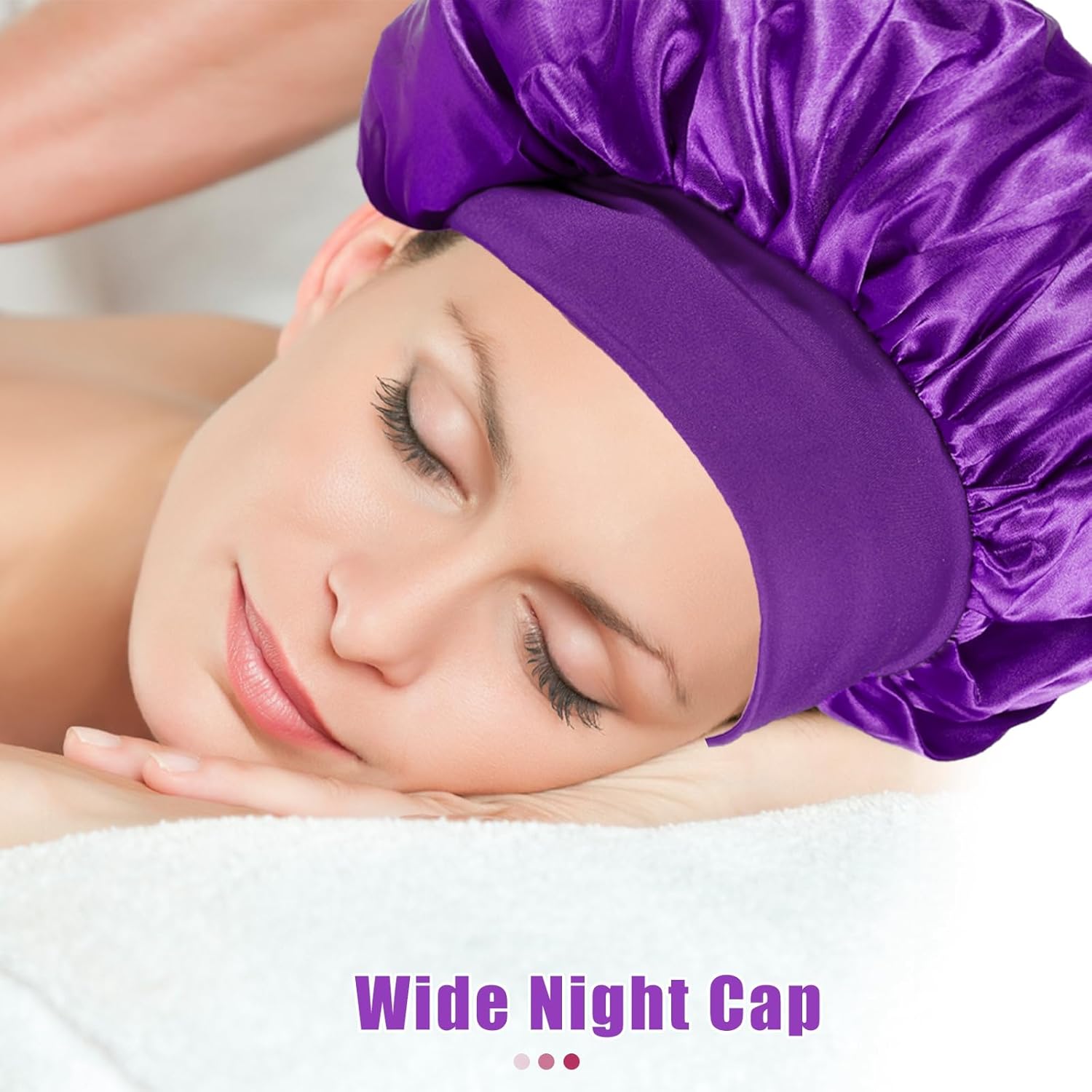 Bonnet satin nuit - soin cheveux soyeux - élastique confortable