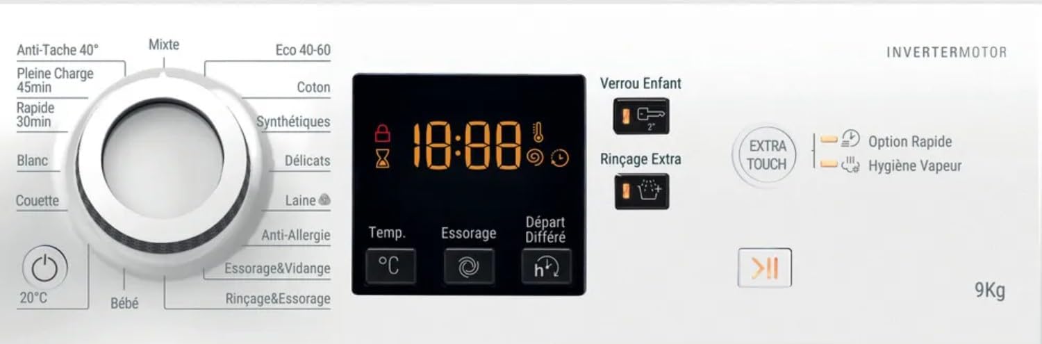 Hotpoint - Lave-linge série NS - 9kg, 1400tr/min, induction, vapeur, classe A - NS9479WWFR