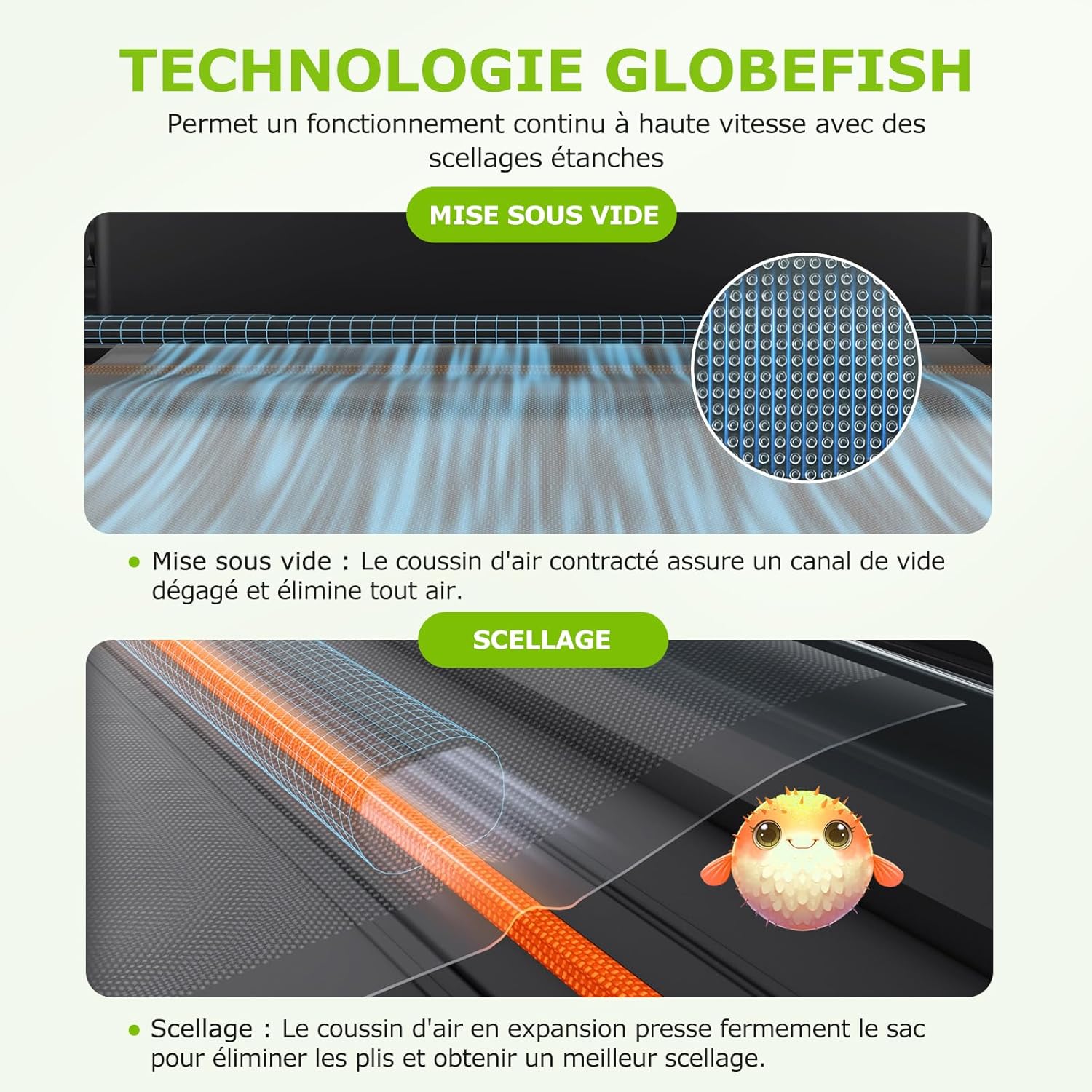 Bonsenkitchen - VS3000 - compacte - 5 modes, cutter, 10 sacs, rouleau