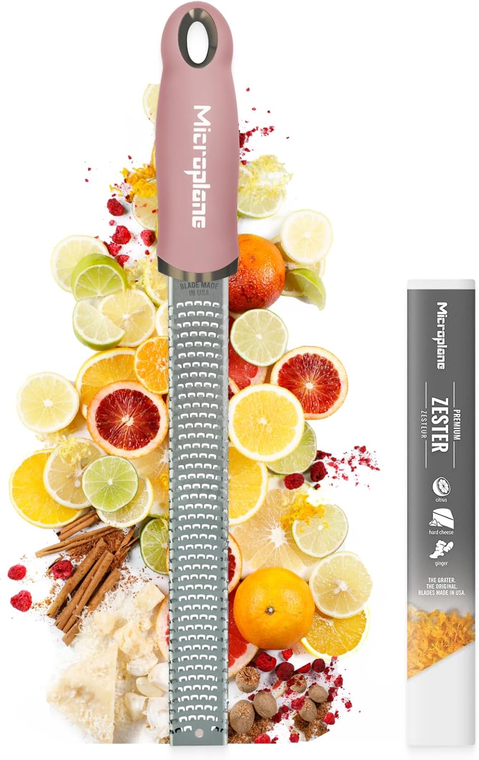 Microplane - Râpe zesteur Bouton de Rose - lame fine - Agrumes, parmesan, gingembre, chocolat - Fabriqué USA