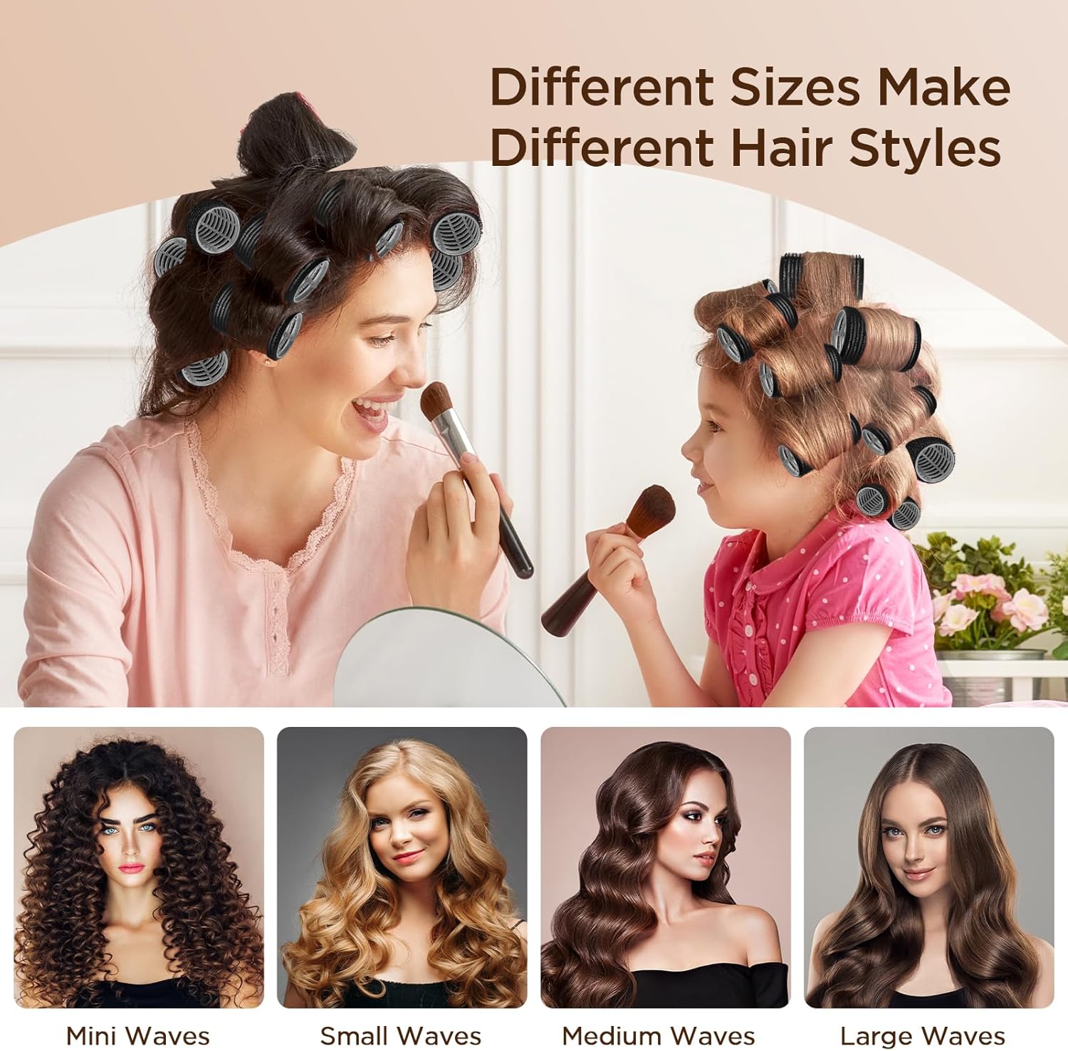 Romon - Bigoudis cheveux set 31 pcs, 3 tailles, pinces, peigne