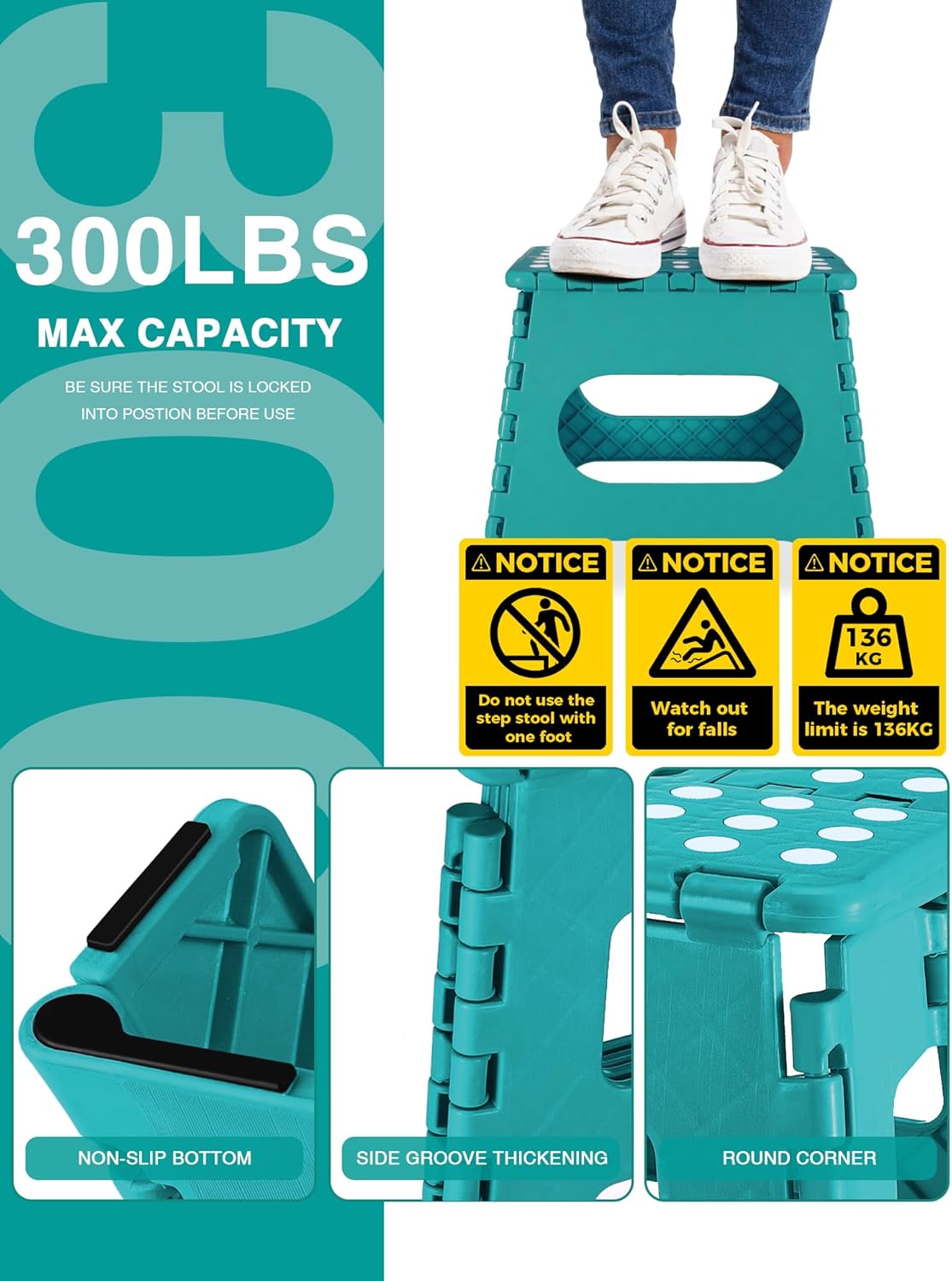 HOUSE DAY - Tabouret pliant série, 27cm, capacité 150kg, léger, compact