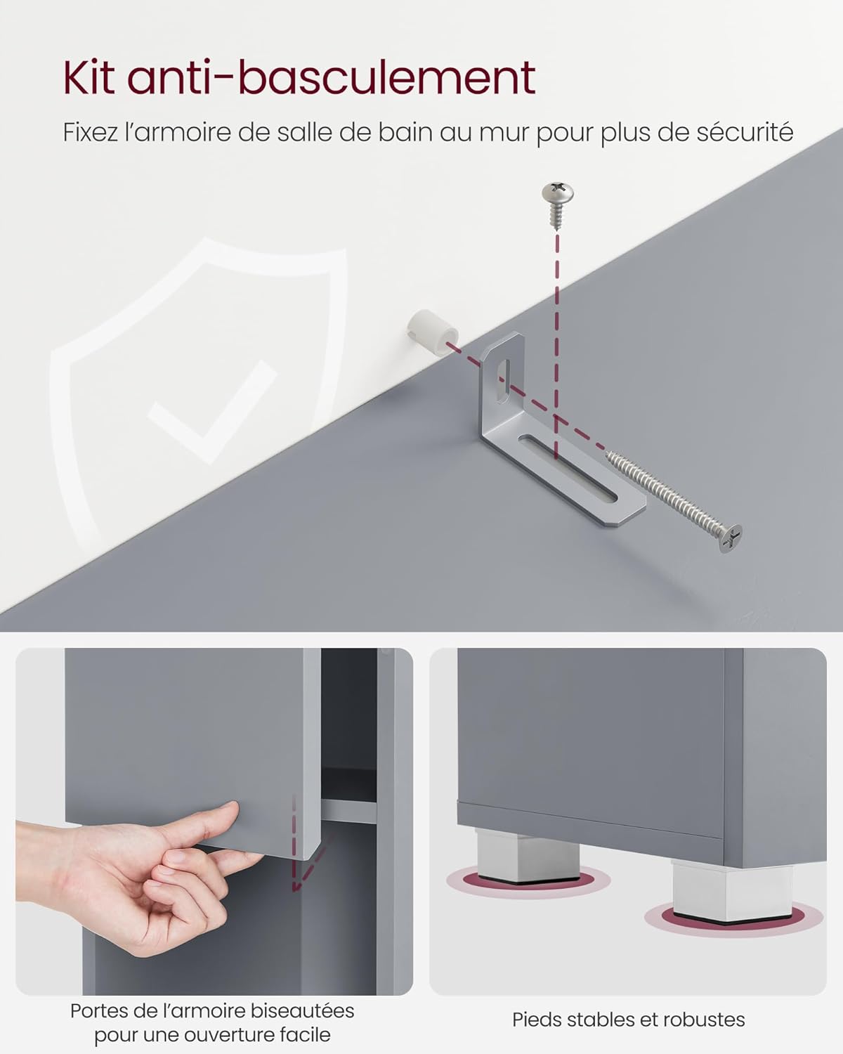 VASAGLE - armoire salle de bain, 30x30x170 cm, tiroir, étagères réglables, BBC560P36