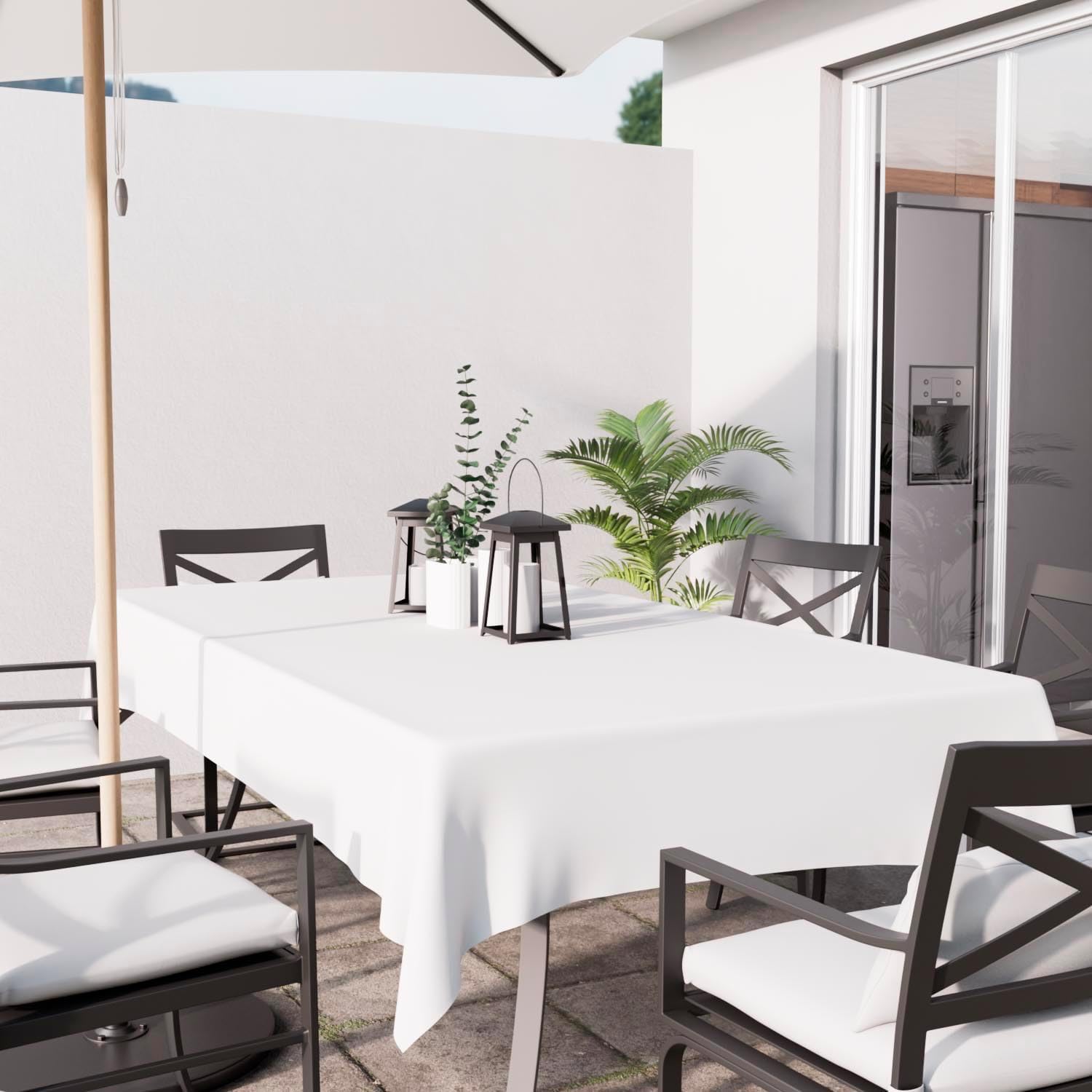 Soleil d'Ocre - Nappe Rectangle Blanc - 140x240 cm - Anti-taches, polyester