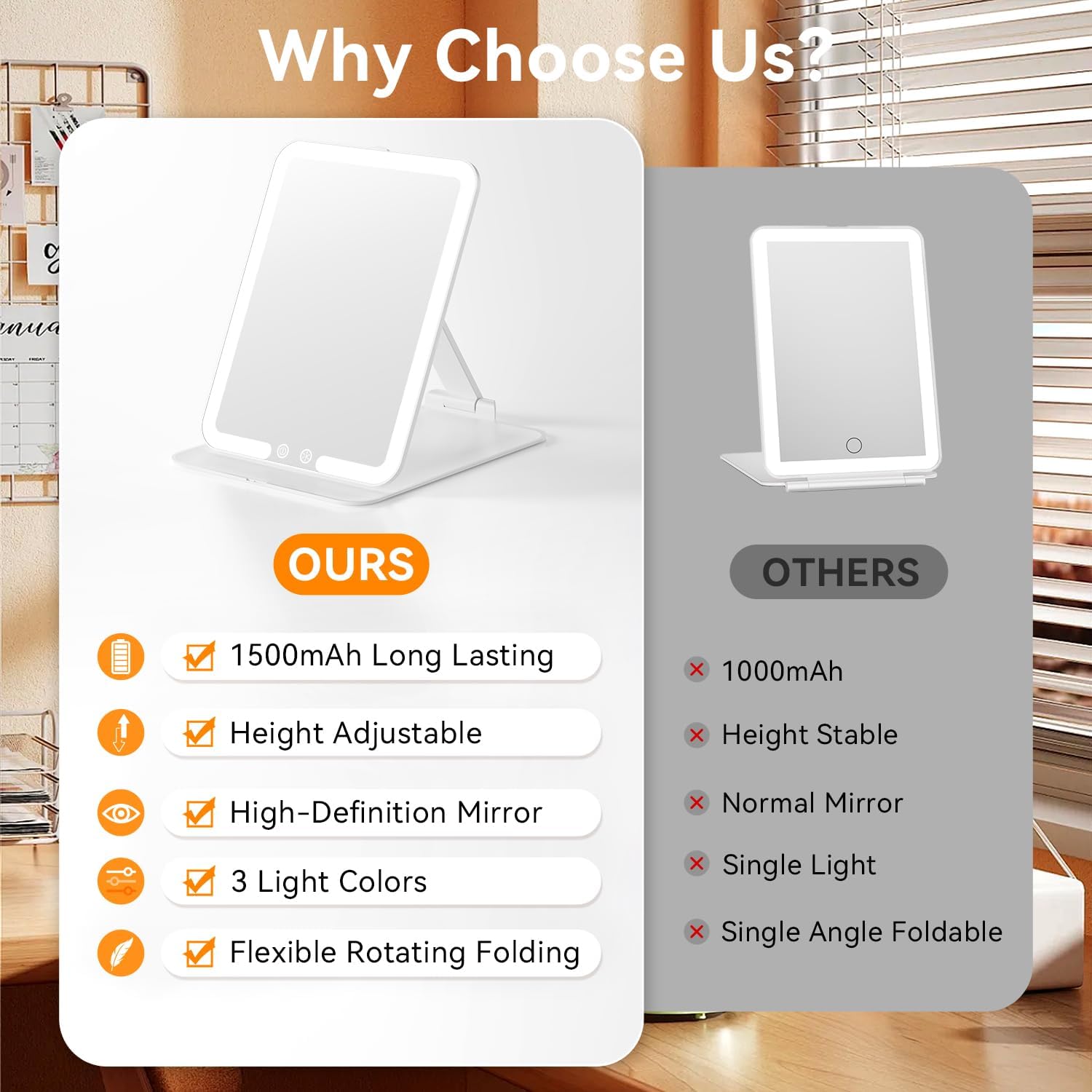 Auxmir - miroir maquillage rechargeable LED, 72 LED, écran tactile, blanc