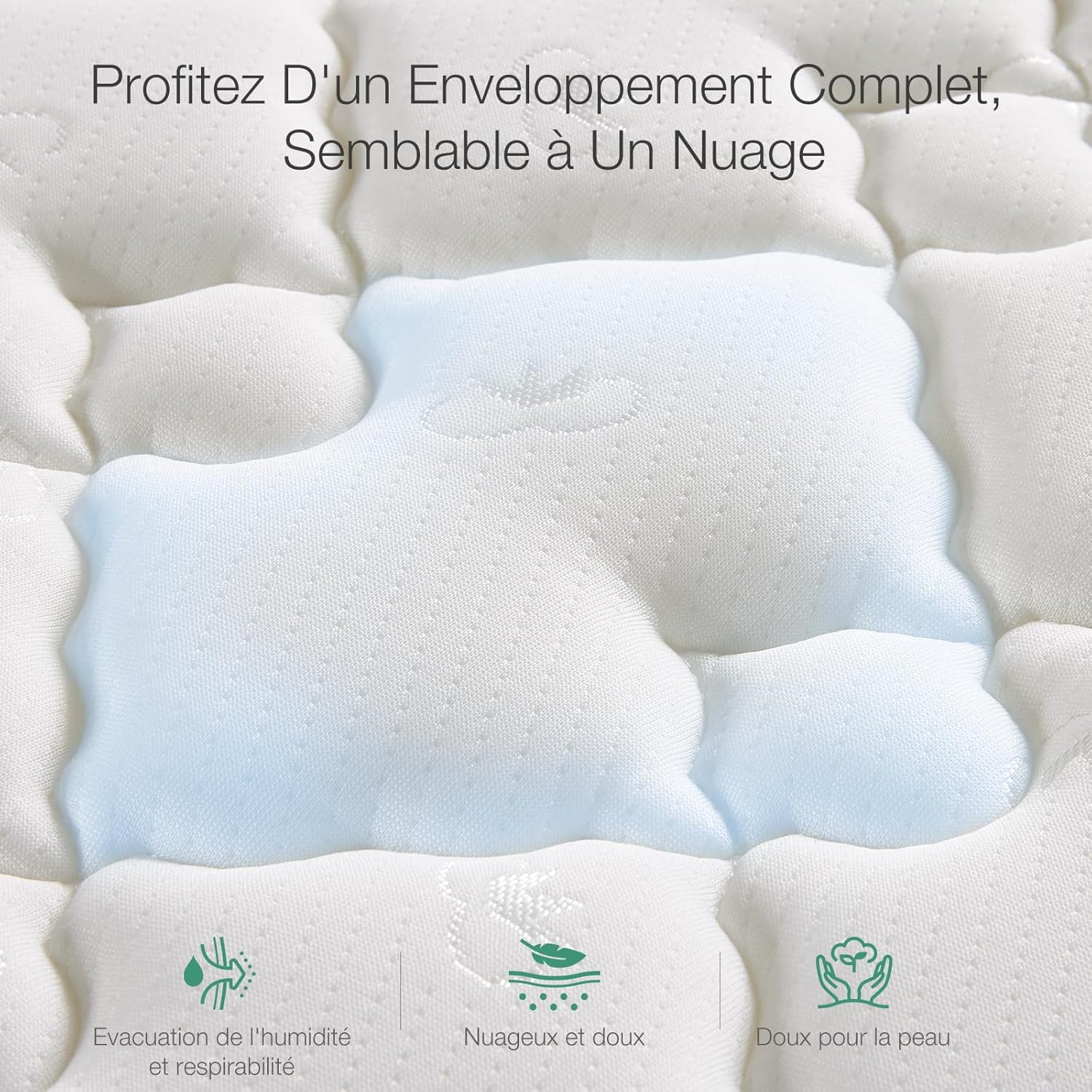 Novilla - Matelas 7 zones, mousse confort, 140x190 cm, 20 cm épaisseur