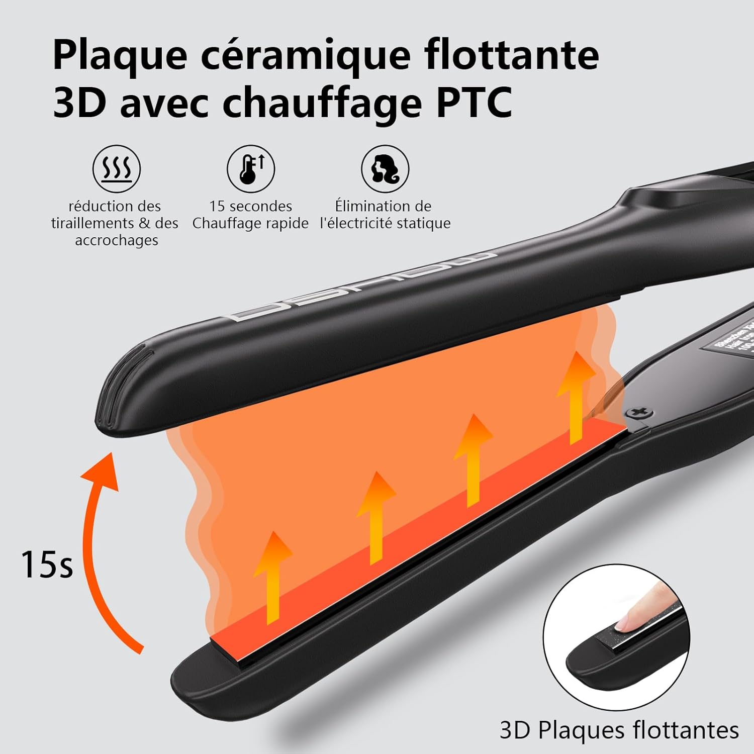 DSHOW - Mini lisseur cheveux courts - compact - double voltage, chauffe rapide, arrêt auto