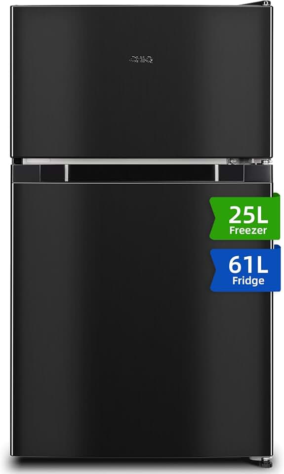 CHIQ - réfrigérateur congélateur haut, 86L, portes réversibles, congélateur 4*, machine à glaçons, classe E