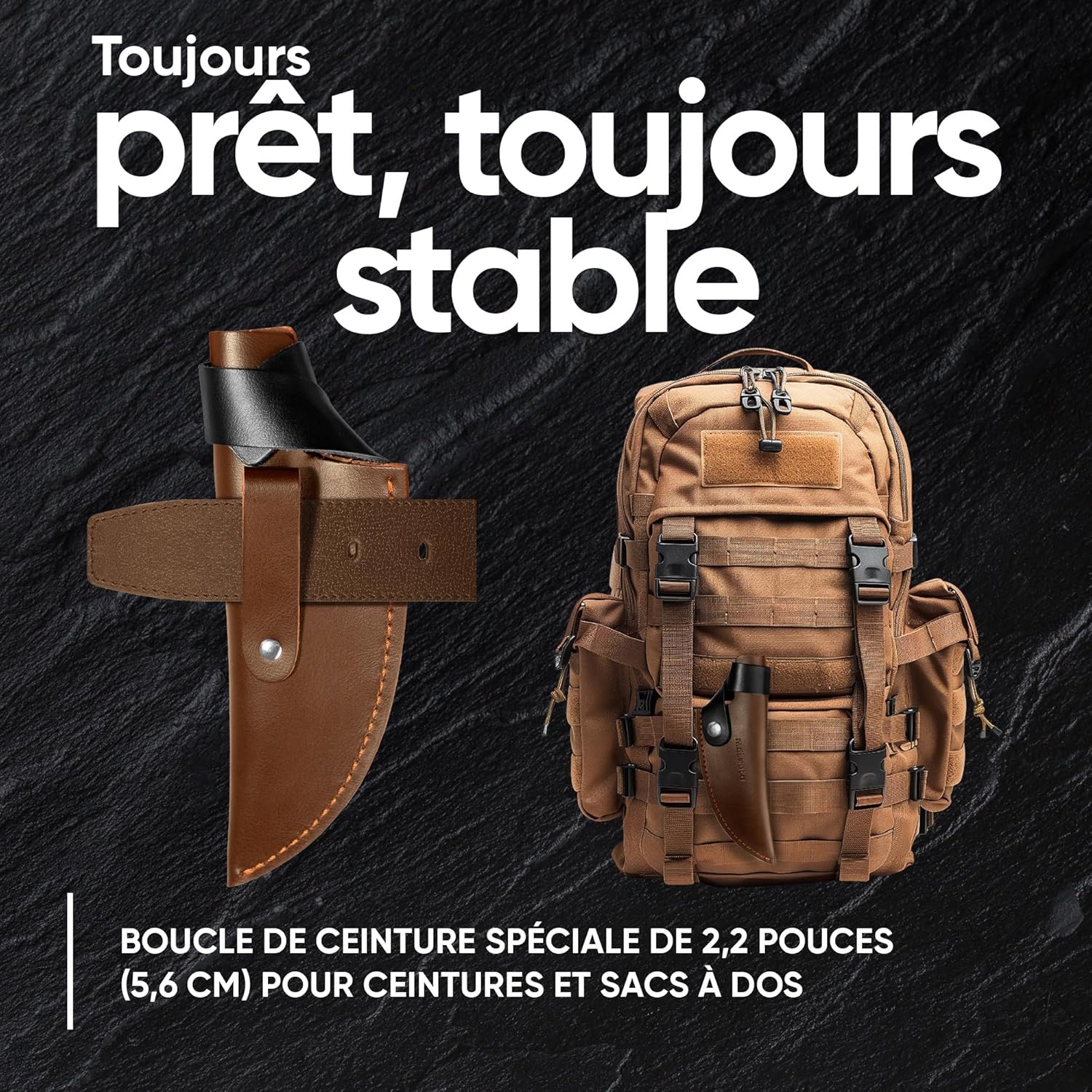Matsato - Étui couteau cuir véritable - 15,7 cm - protection lame