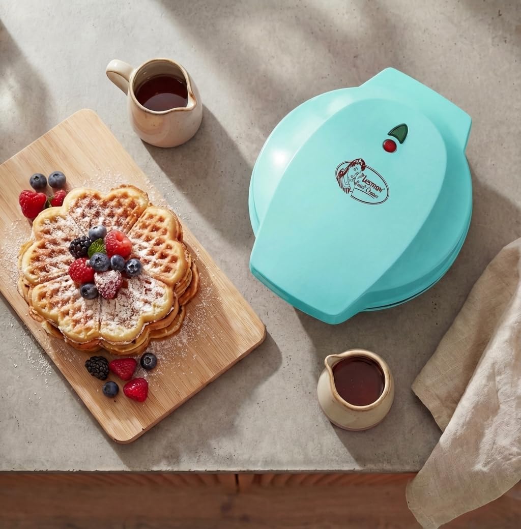 Bestron - gaufrier rétro, cœur, 700W, antiadhésif, menthe, verts