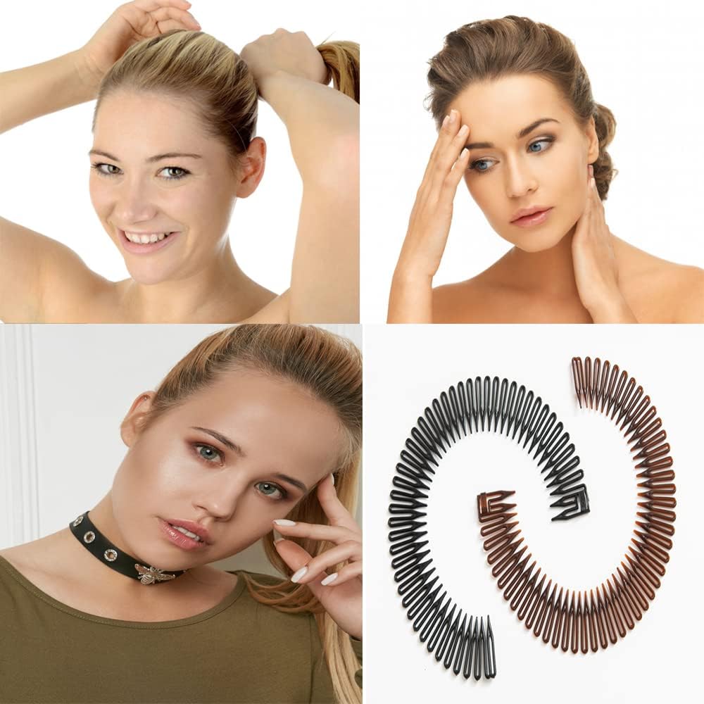Peigne circulaire extensible - lot de 2 - plastique flexible - serre-tête, ajustable cheveux