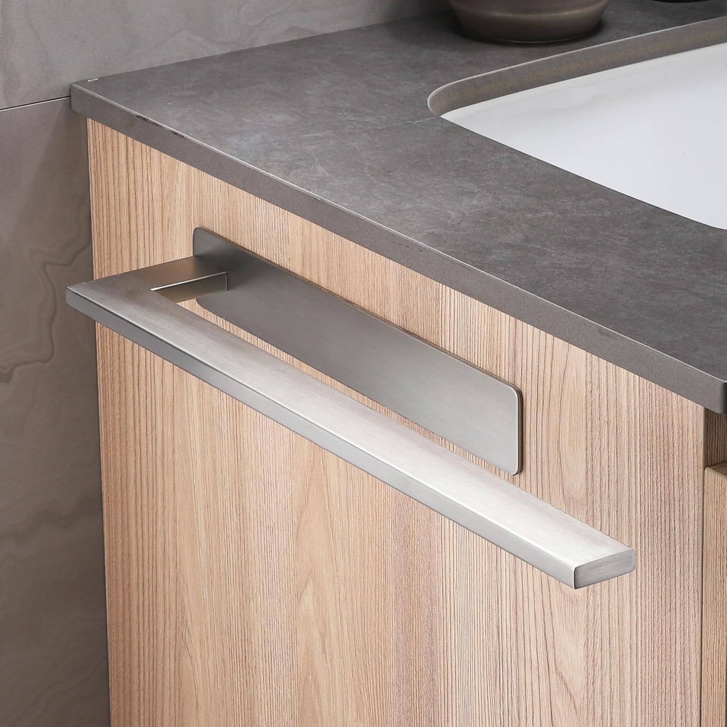 Porte-serviettes mural 304 inox, bras unique, adhésif, 34 cm, salle de bain, argent