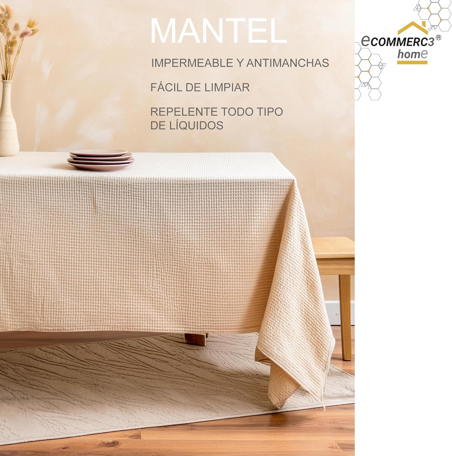 Nappe en toile cirée - Zen Pierres - 220x140 cm - résistante, imperméable