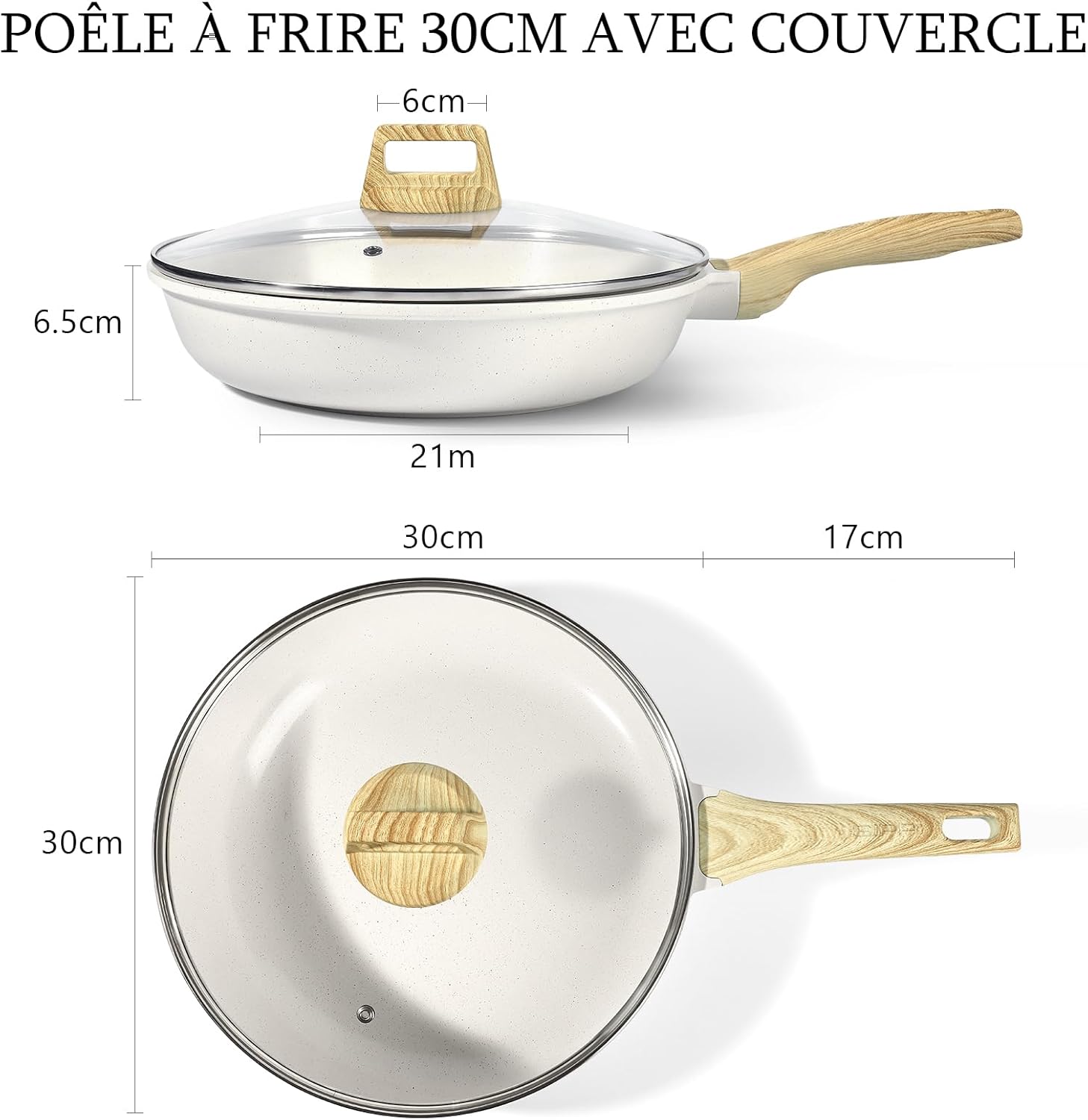 GiPP - Poêle à Frire granit 30cm - Antiadhésive, induction, sans PFAS/PFOA