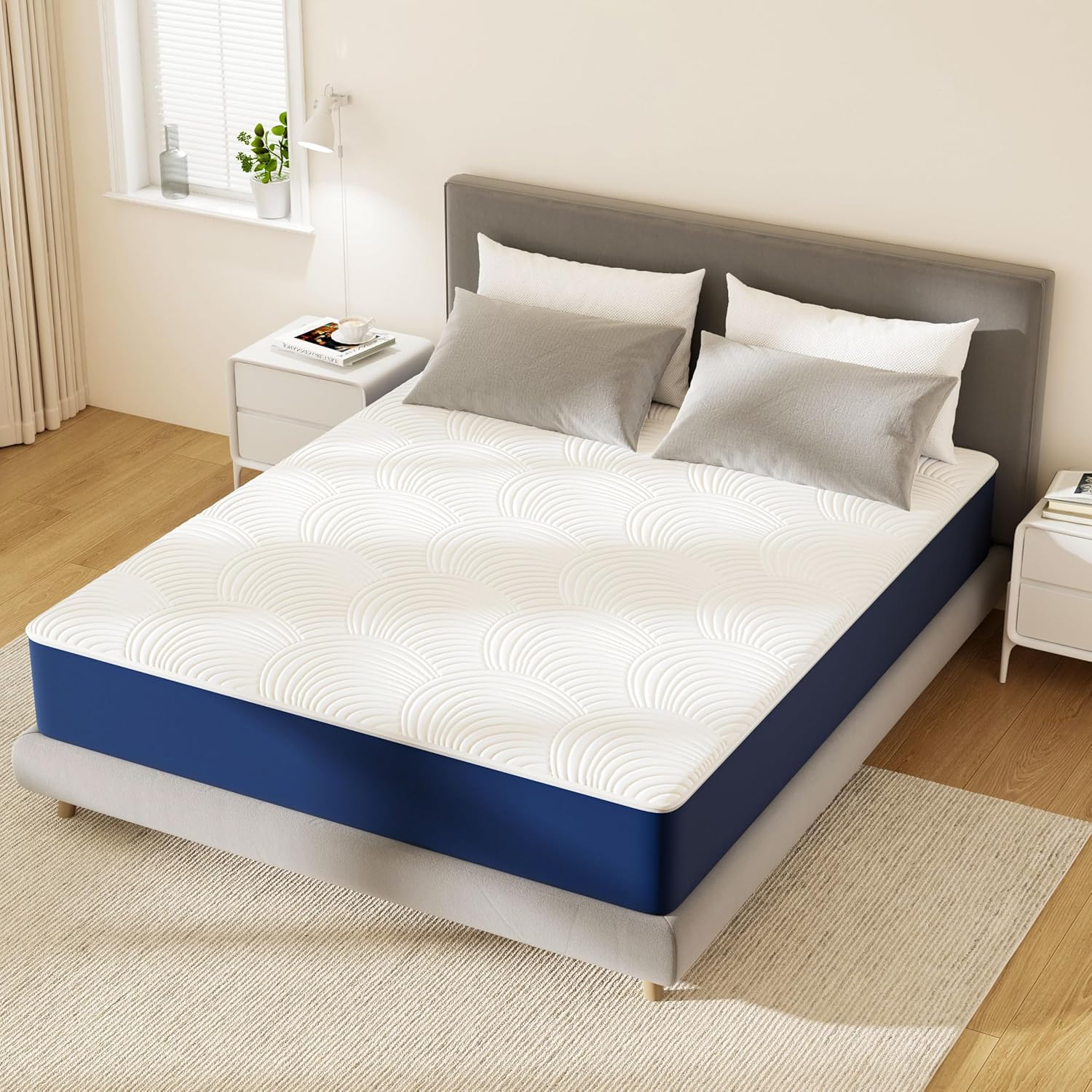 PurrJoys - matelas double mémoire de forme 135x190x20cm - ferme, rafraîchissant, housse lavable