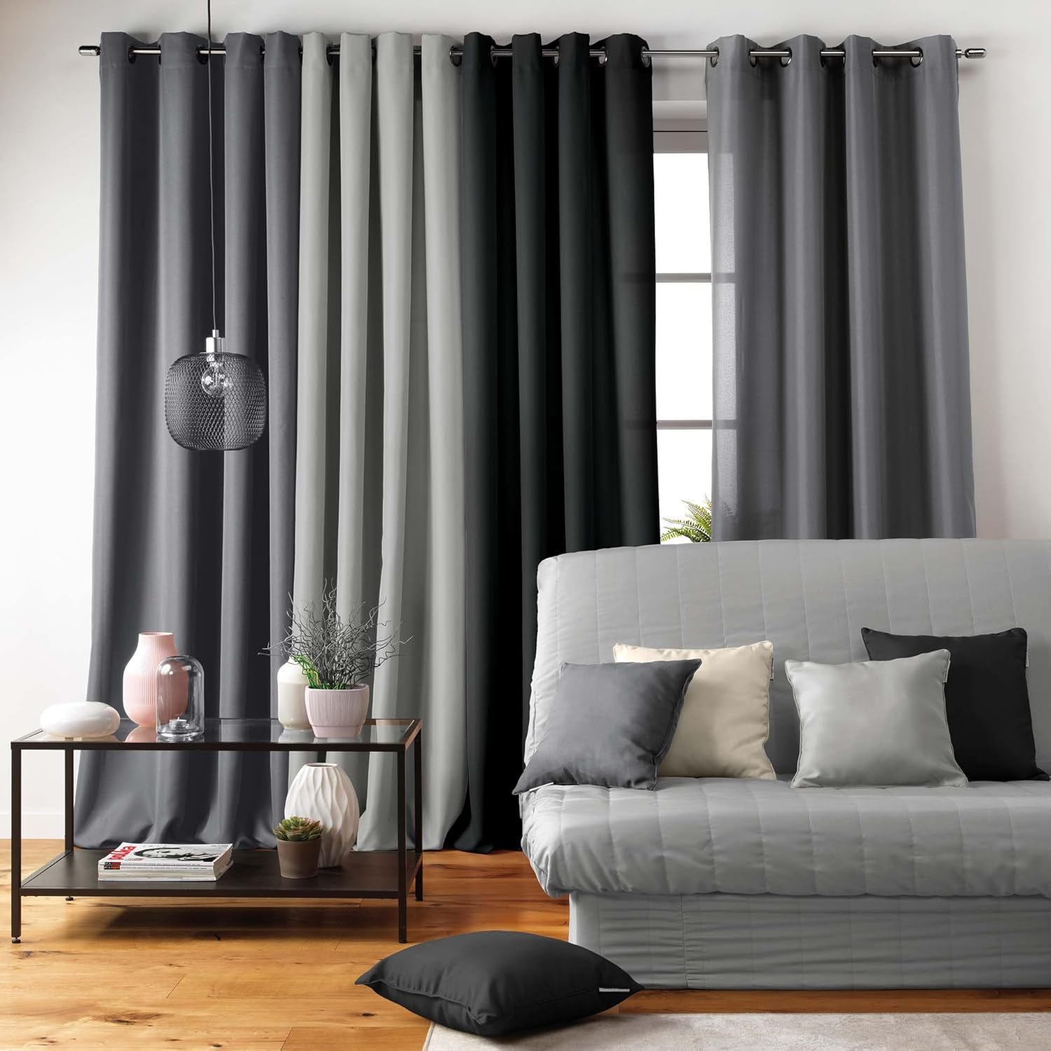 Douceur d'intérieur - Essentiel housse Clic Clac 120-140x185-200cm - polyester matelassé gris