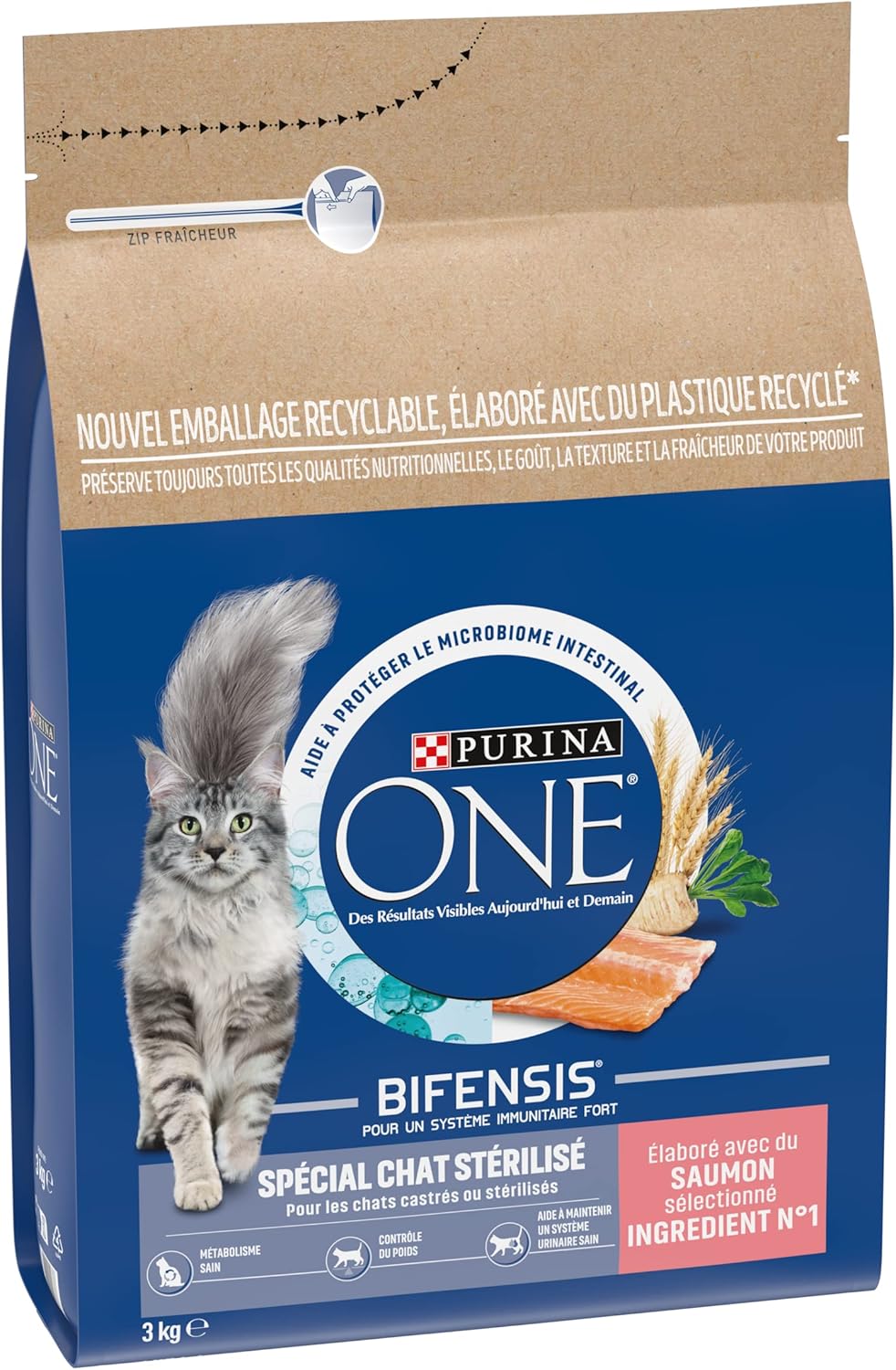 Purina One - Bifensis stérilisé - 4x3kg - Saumon, soutien immunitaire