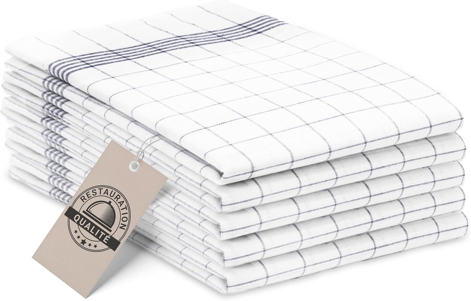 ZOLLNER - Set de torchons - 50x70 cm - 100% coton, gris