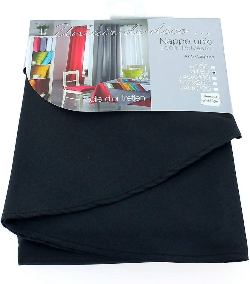 Nappe rectangulaire - polyester uni noir - 140x200 cm - ESSENTIEL