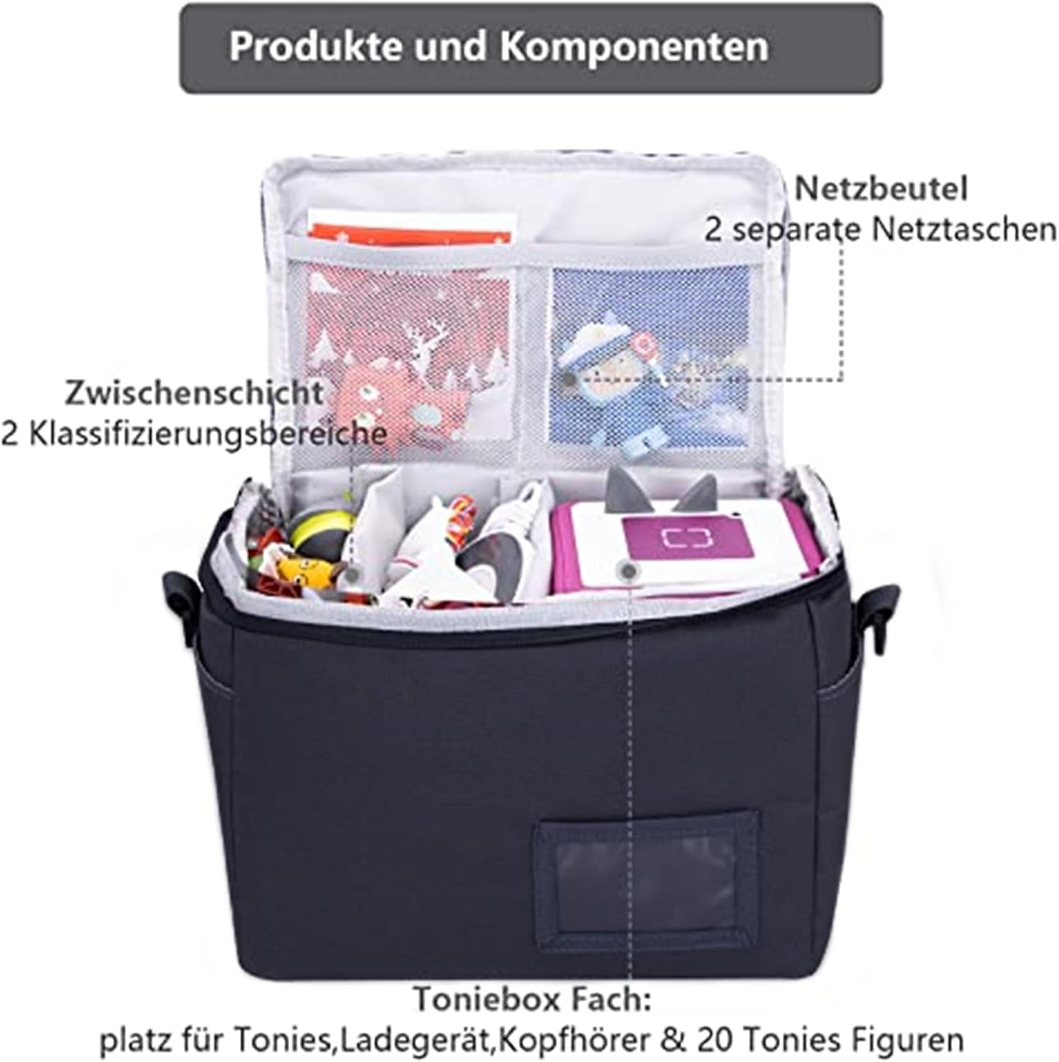 Chedin - sac de transport enfant - grande capacité - idéal figurines music box, casque, chargeur