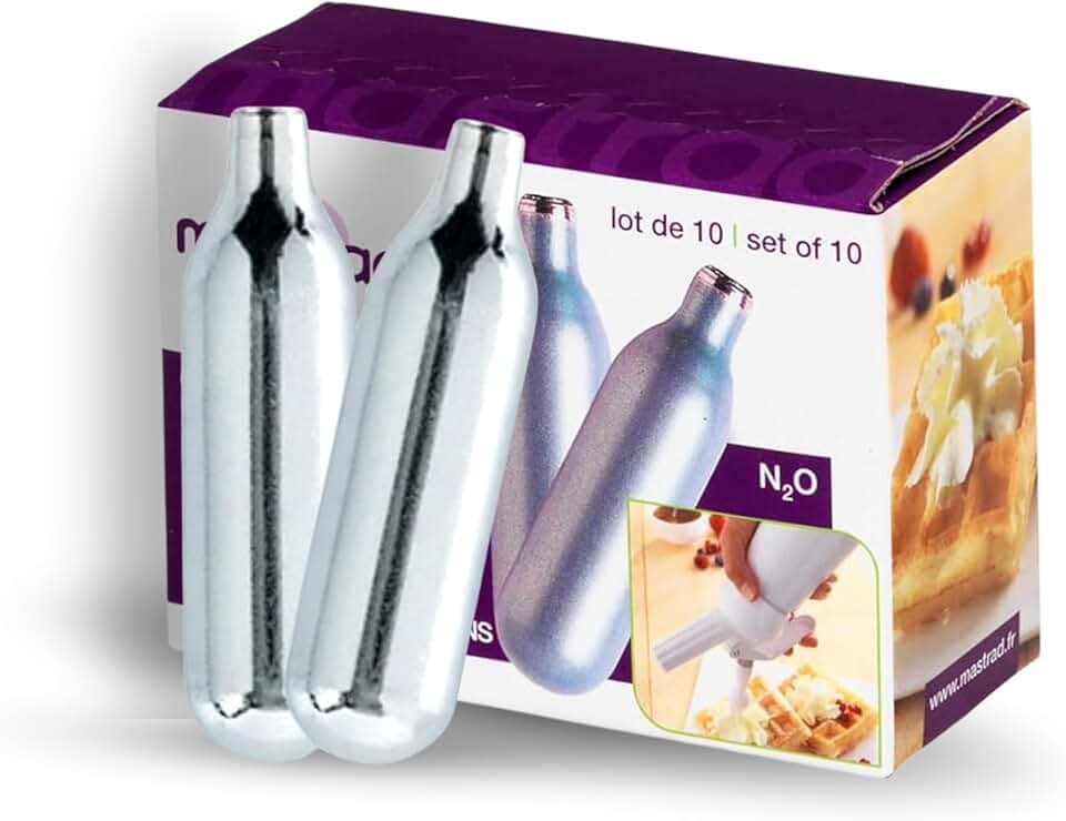 Mastrad - cartouches N₂O acier 8g - lot de 10, recyclables, universelles