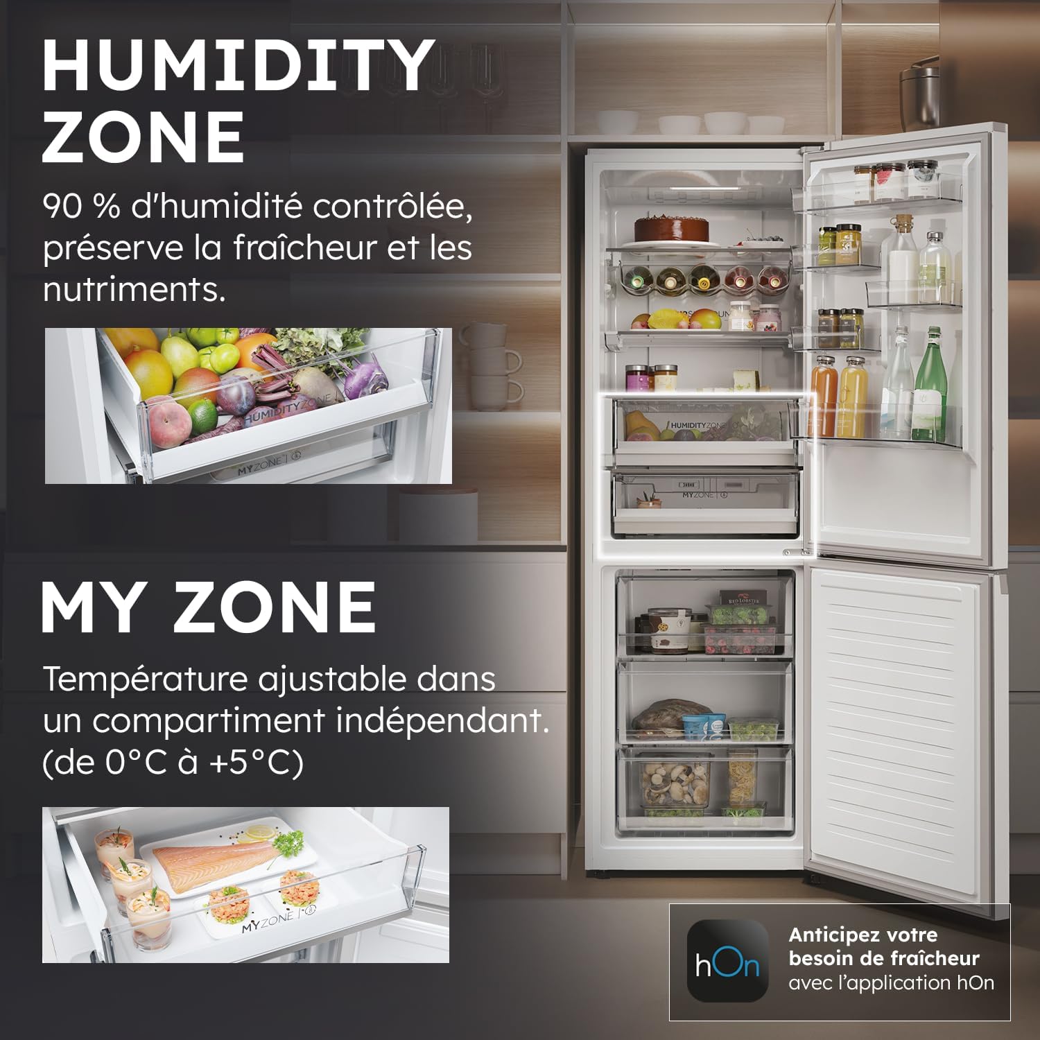 Haier – combiné blanc – 235L+117L, No Frost, classe D, 185x59,5x66,7 cm – HDPW5618DNPW