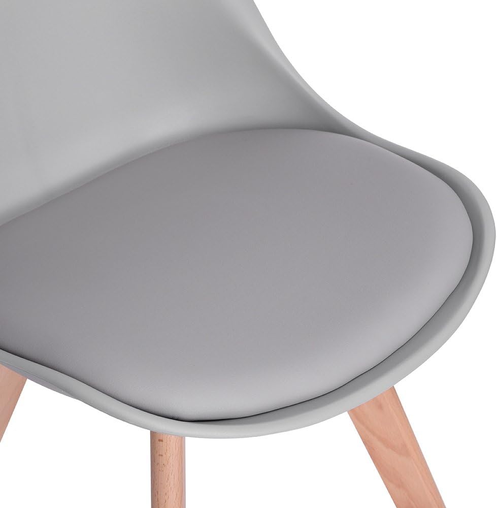 EGGREE - Chaises Scandinaves Lot de 6 - design moderne, bois hêtre, rembourrées, gris, parfait salle à manger