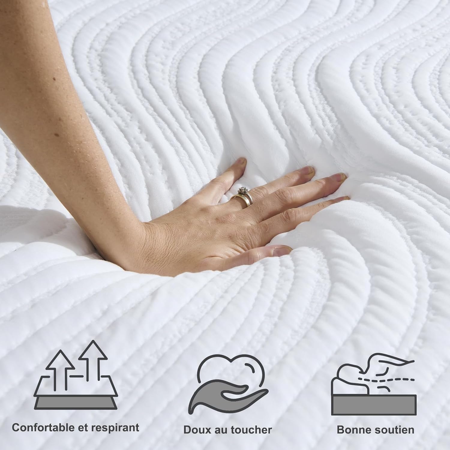 Matelas - réversible, mousse mémoire, 140x200 cm, 7 zones, confort