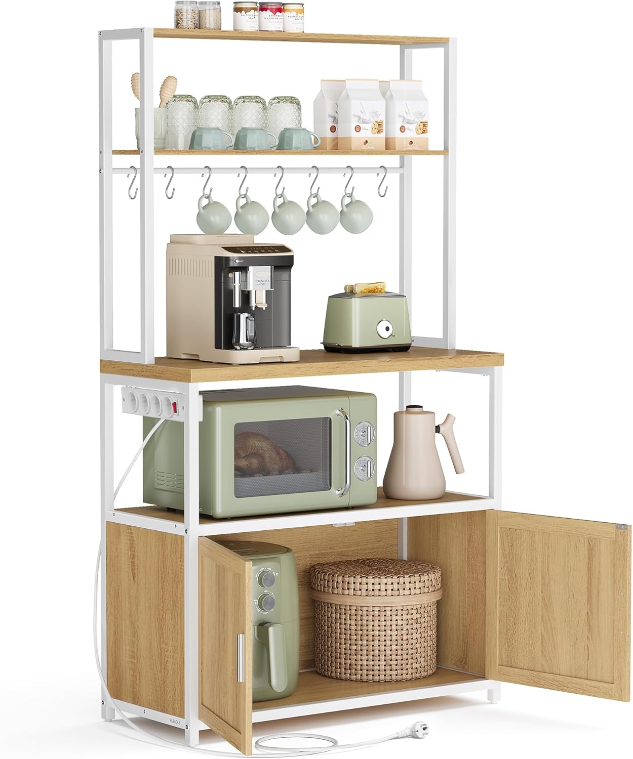 VASAGLE - étagère cuisine, 40x80x170cm, bar à café, 8 crochets, KKS059YA02