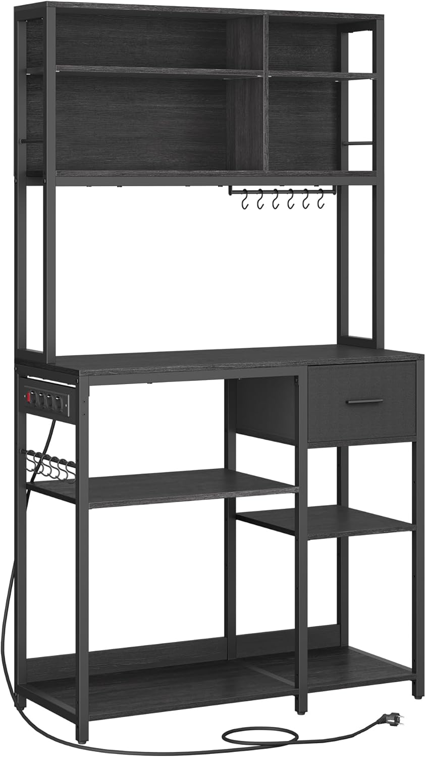 VASAGLE - étagère cuisine, 100x40x180 cm, multiprise, tiroir tissu, KKS027B02